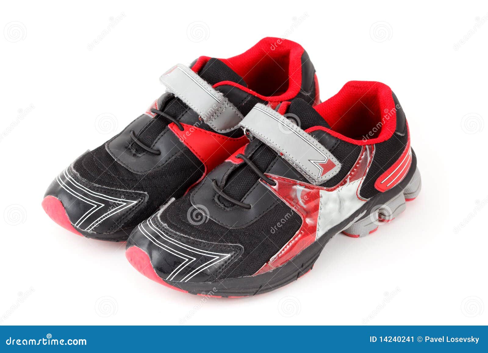 Pair of Sports Shoes, Black and Red Colors Stock Image - Image of pair ...