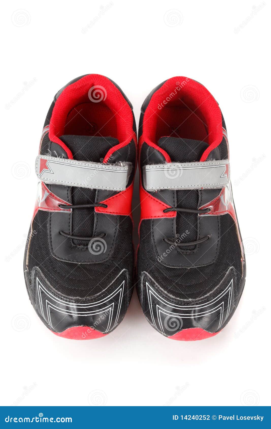 Pair of Sports Shoes, Black and Red Colors Stock Photo - Image of shoes ...