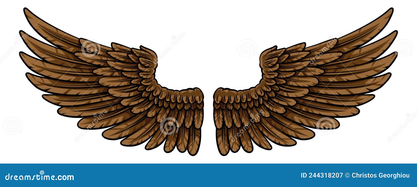 Pair of Spread Eagle or Angel Feather Wings Stock Vector - Illustration of  background, eagle: 244318207, image size:1600x718