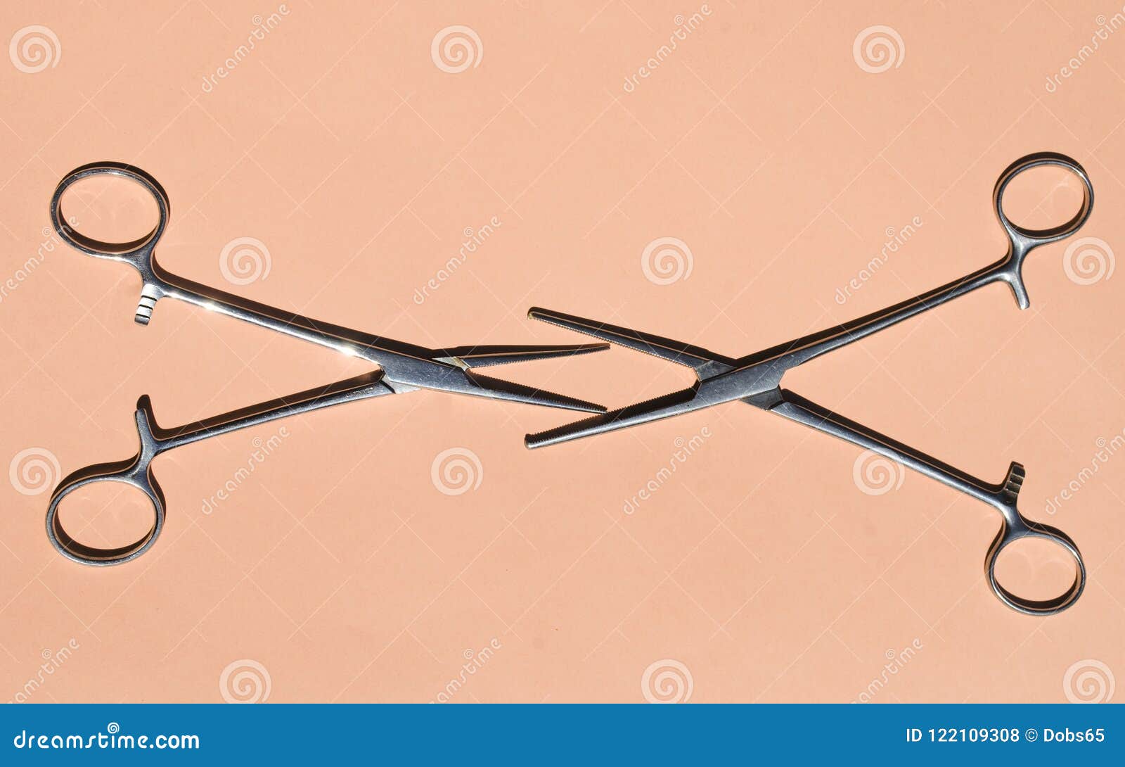pair of steel surgical scissors