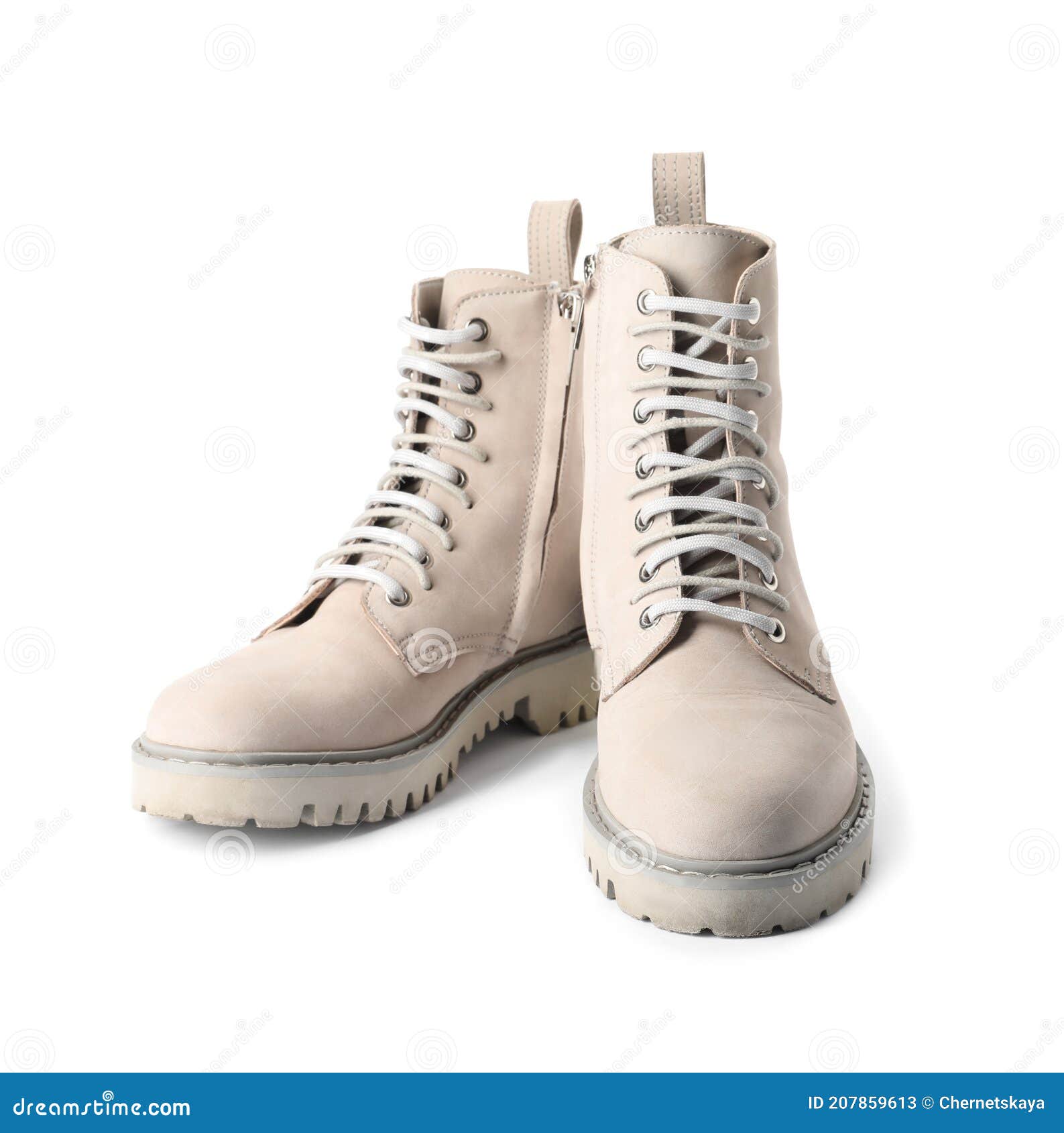 Pair of Stylish Boots on White Background Stock Image Image of