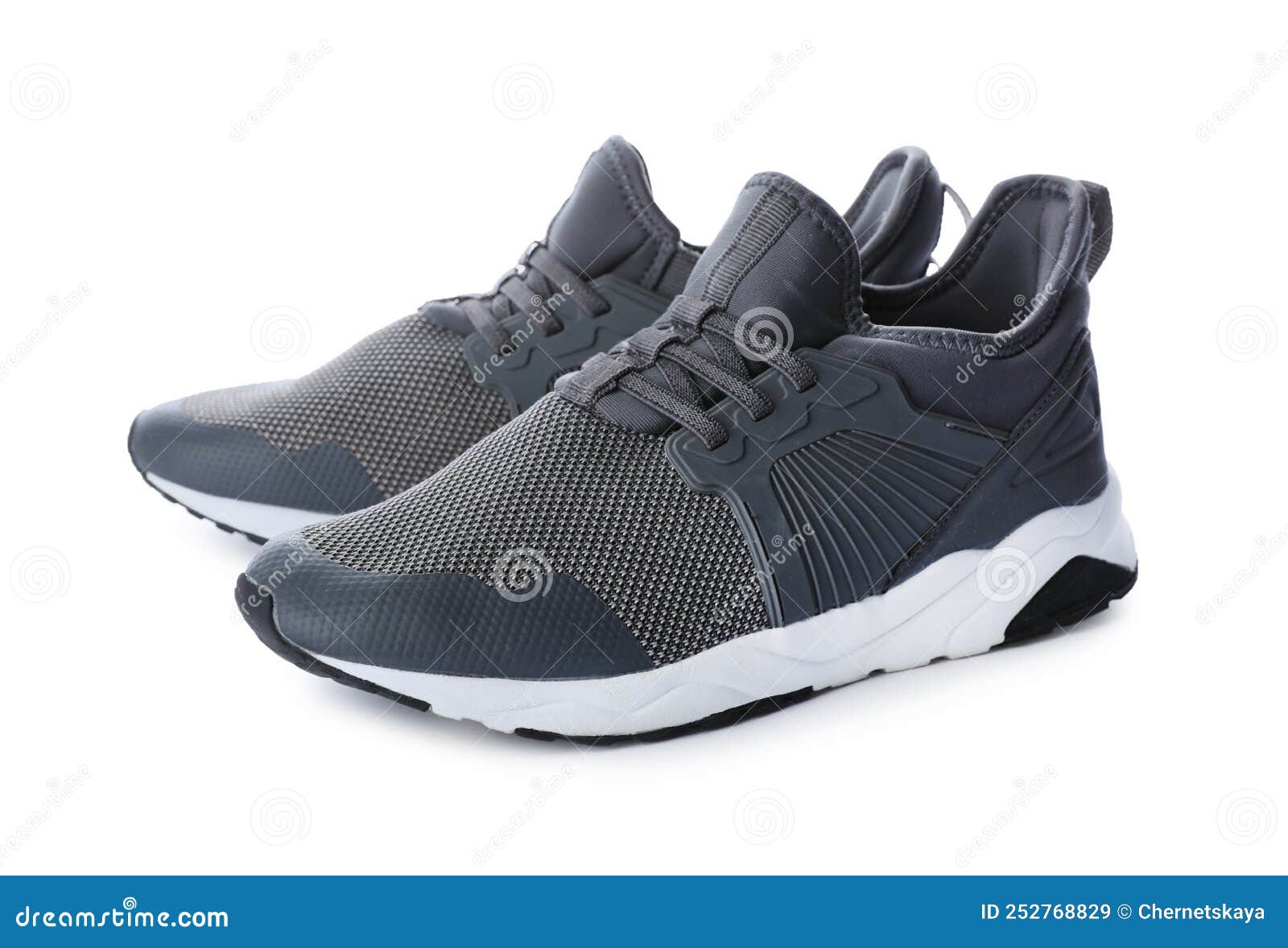 Pair of Stylish Grey Sneakers on White Background Stock Image Image of equipment, exercise