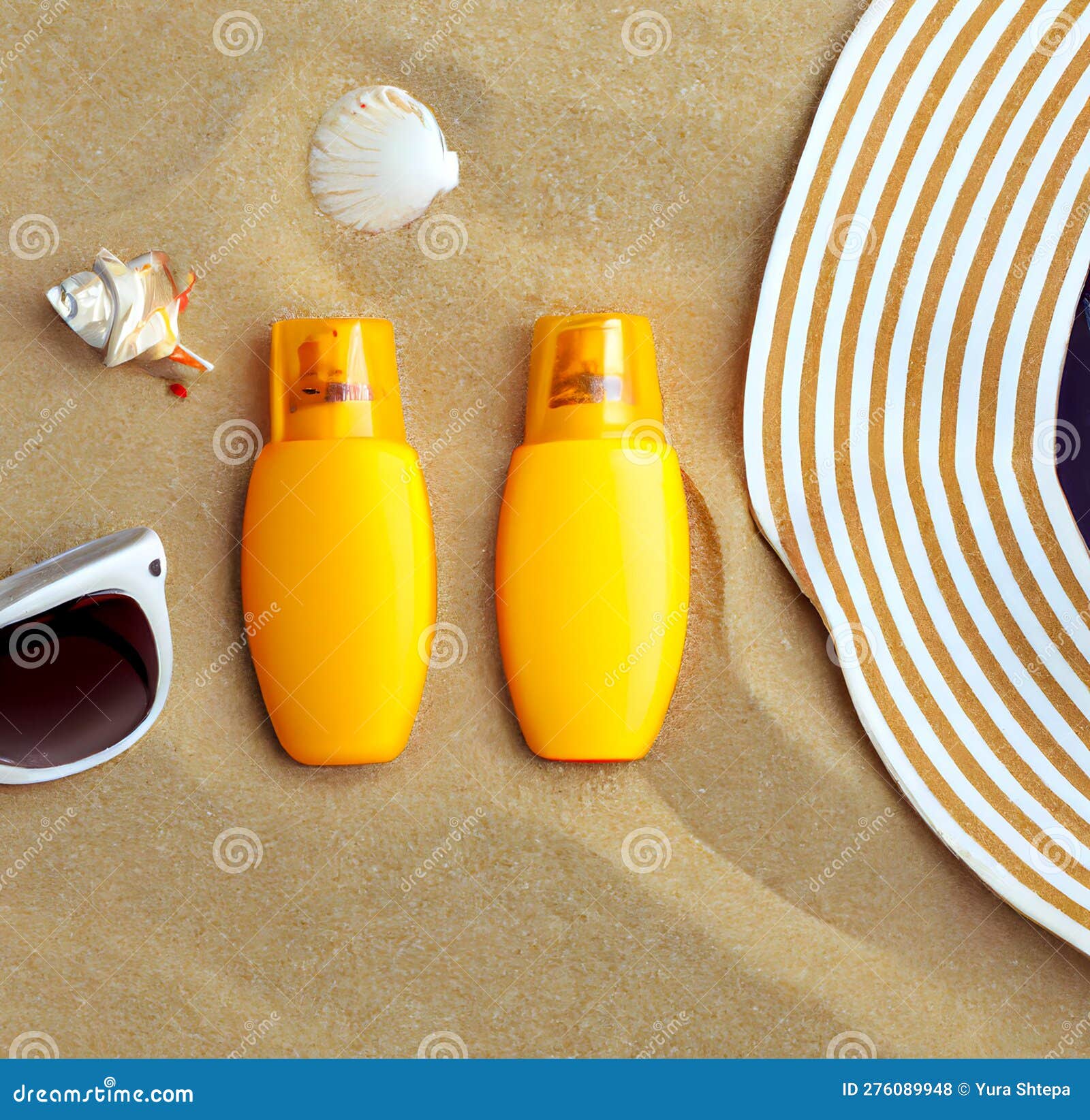 A Pair of Sunglasses and a Pair of Sunglasses Sit on a Sand Surface ...