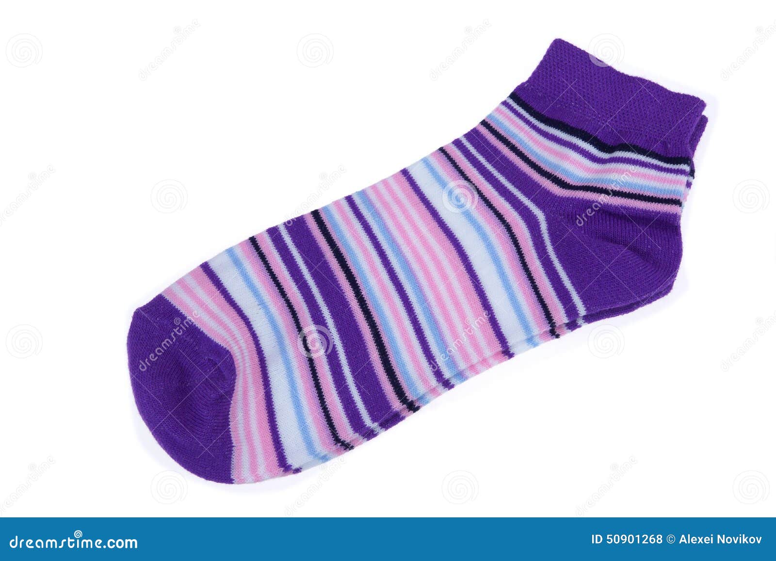 Pair Violet, Black, White and Pink Striped Ladies Socks Stock Photo ...