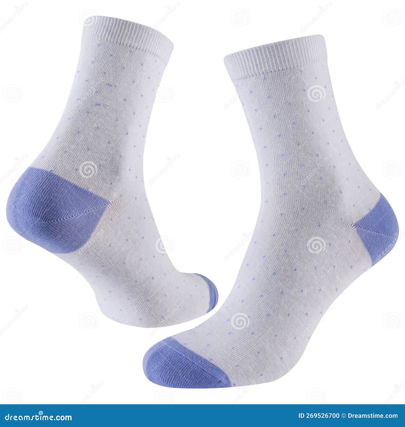 A Pair of Voluminous White Socks with Blue Heels and Toes and Small ...