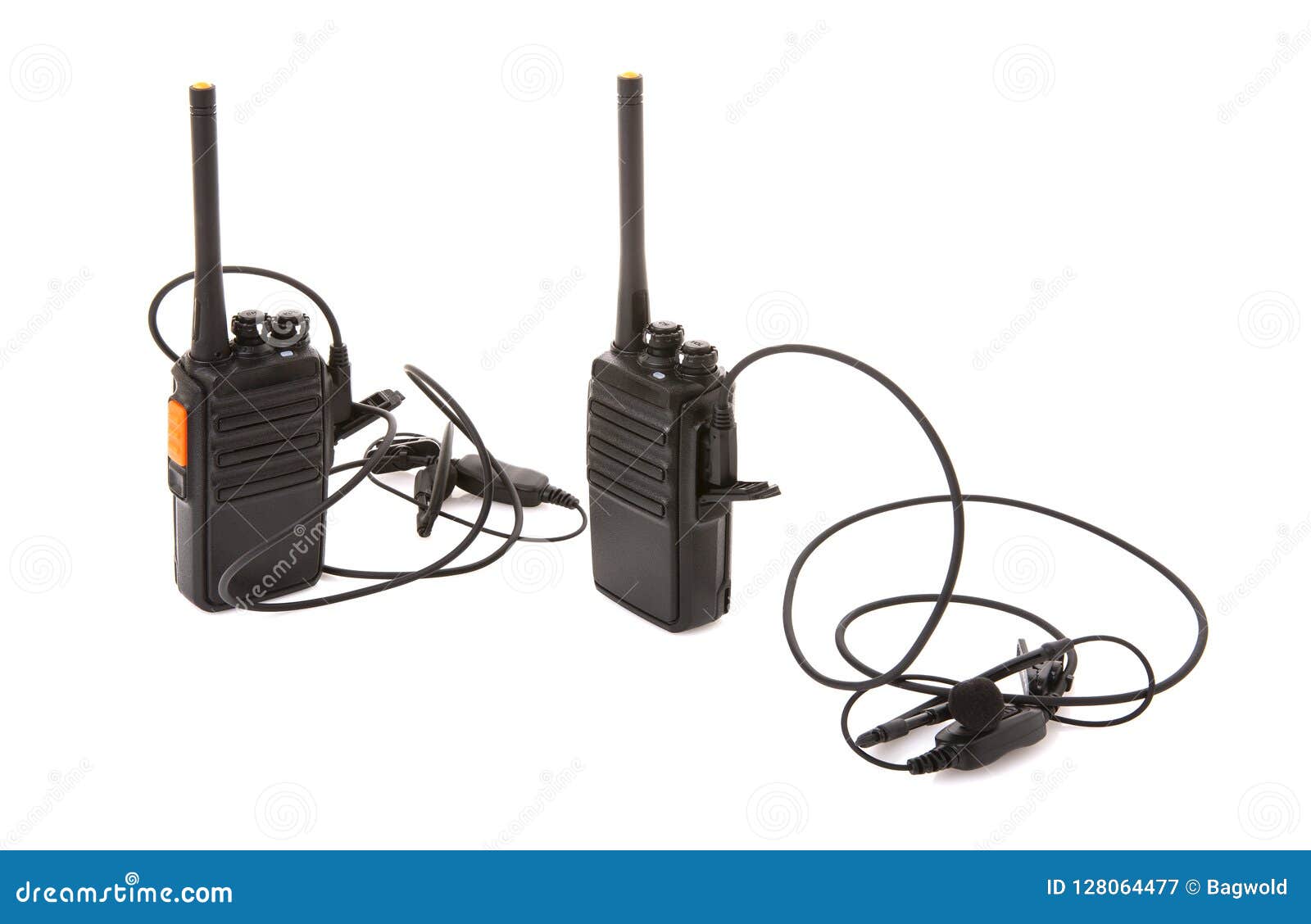 pair of walkie talkie 2 way radios with headsets
