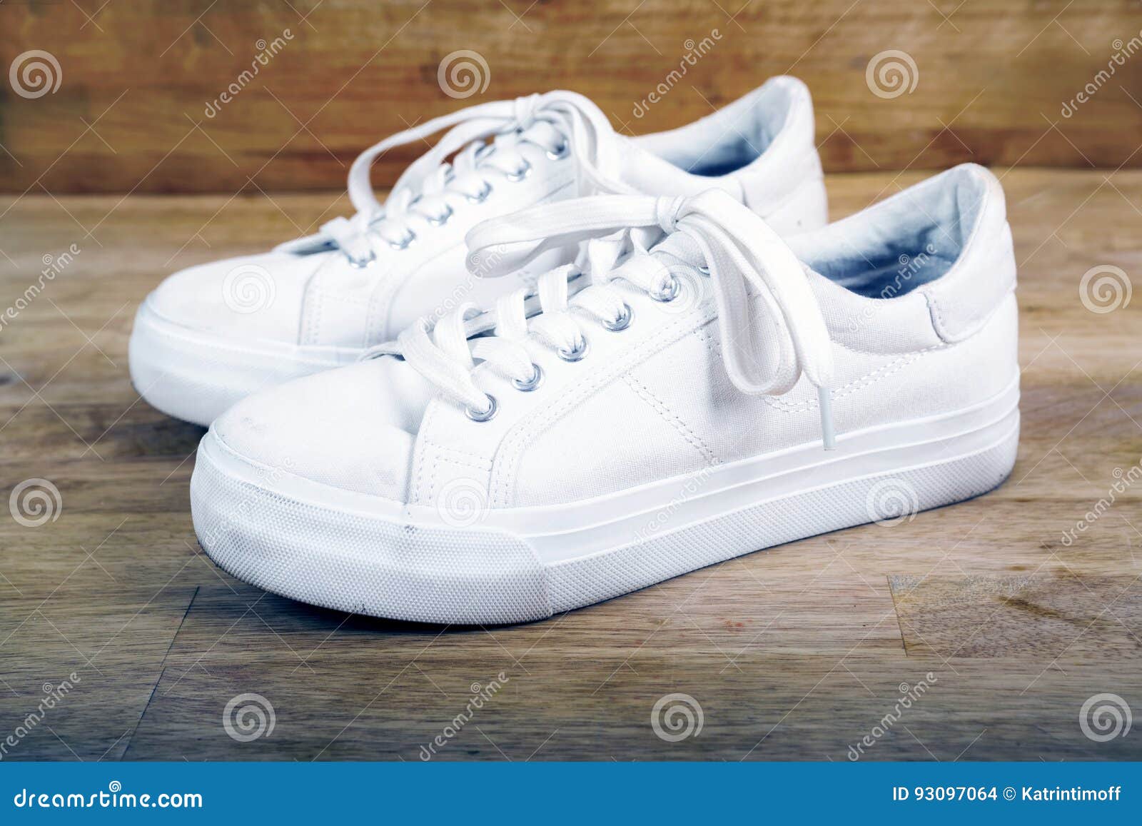 Pair of White Sneakers with Laces Stock Photo - Image of laces, close ...