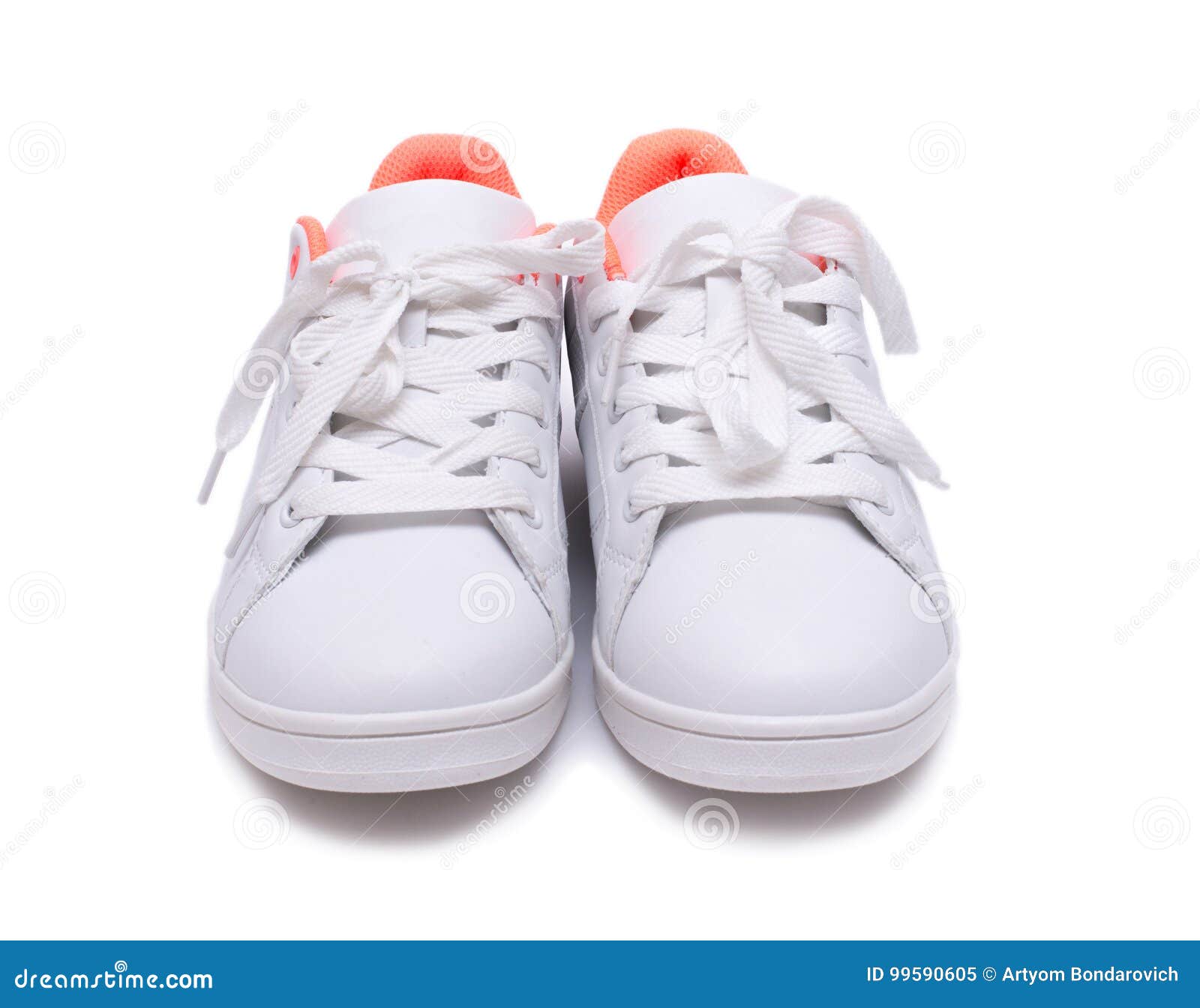 Pair of White Sneakers on White Background. Sport Shoes. Stock Image ...