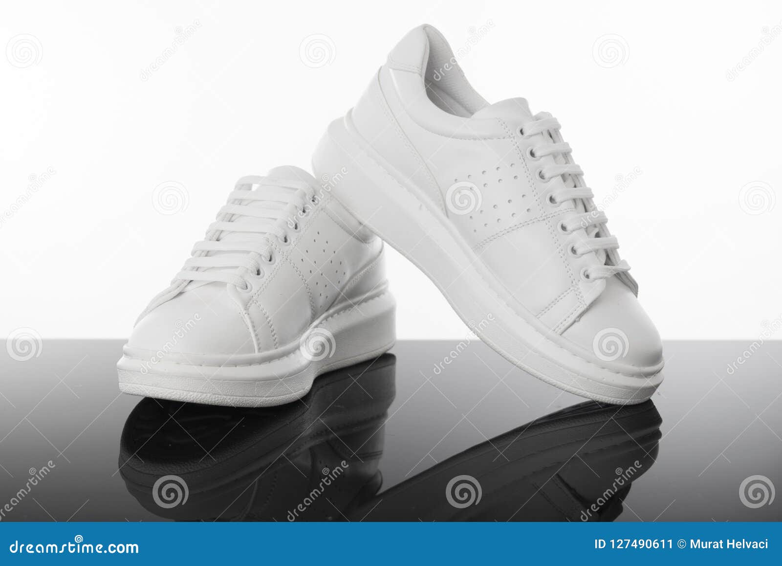 Pair of White Sport Sneaker Shoes Stock Image - Image of object, blue ...