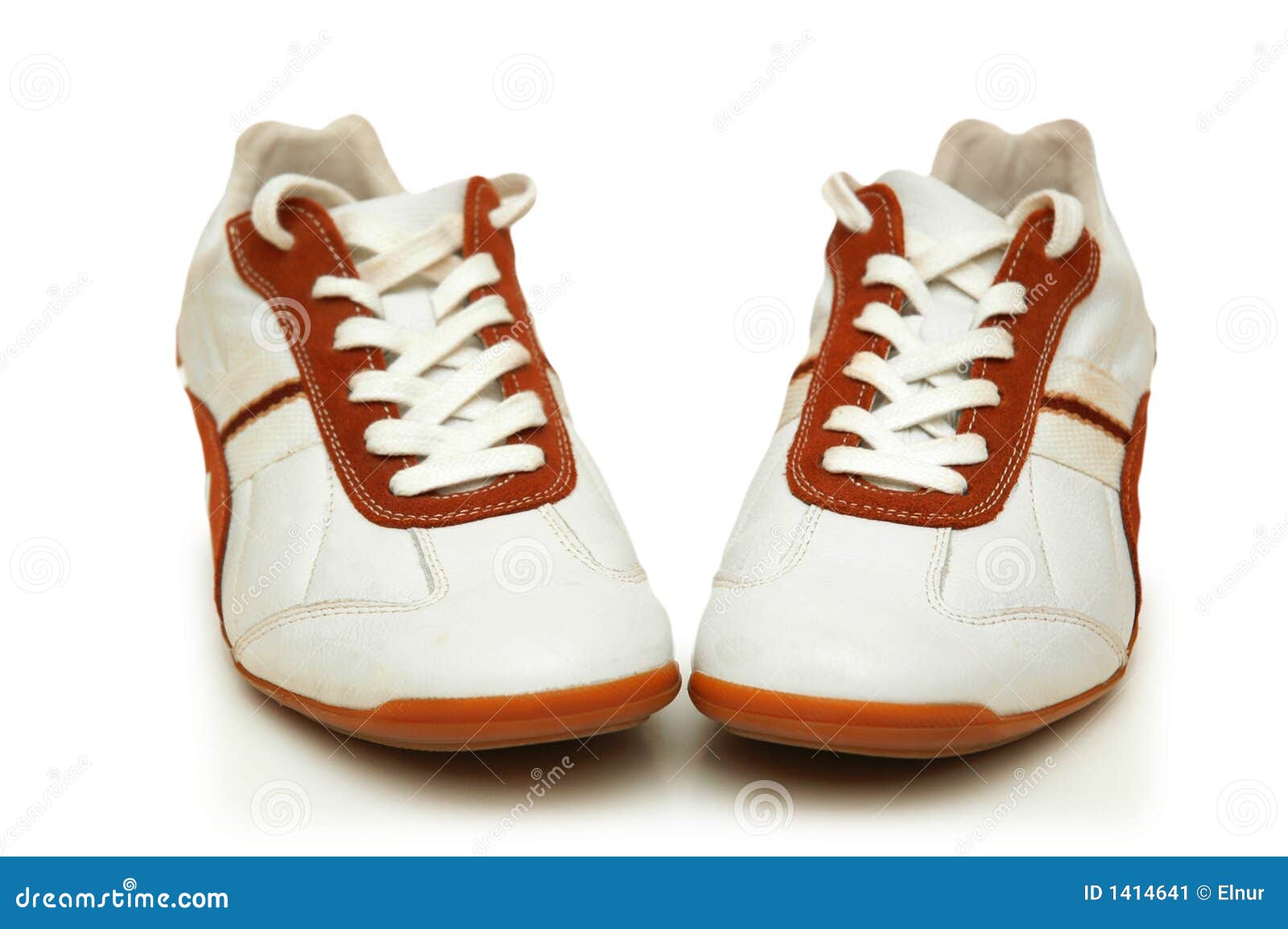 Pair of white trainers stock image. Image of shoes, recreational - 1414641
