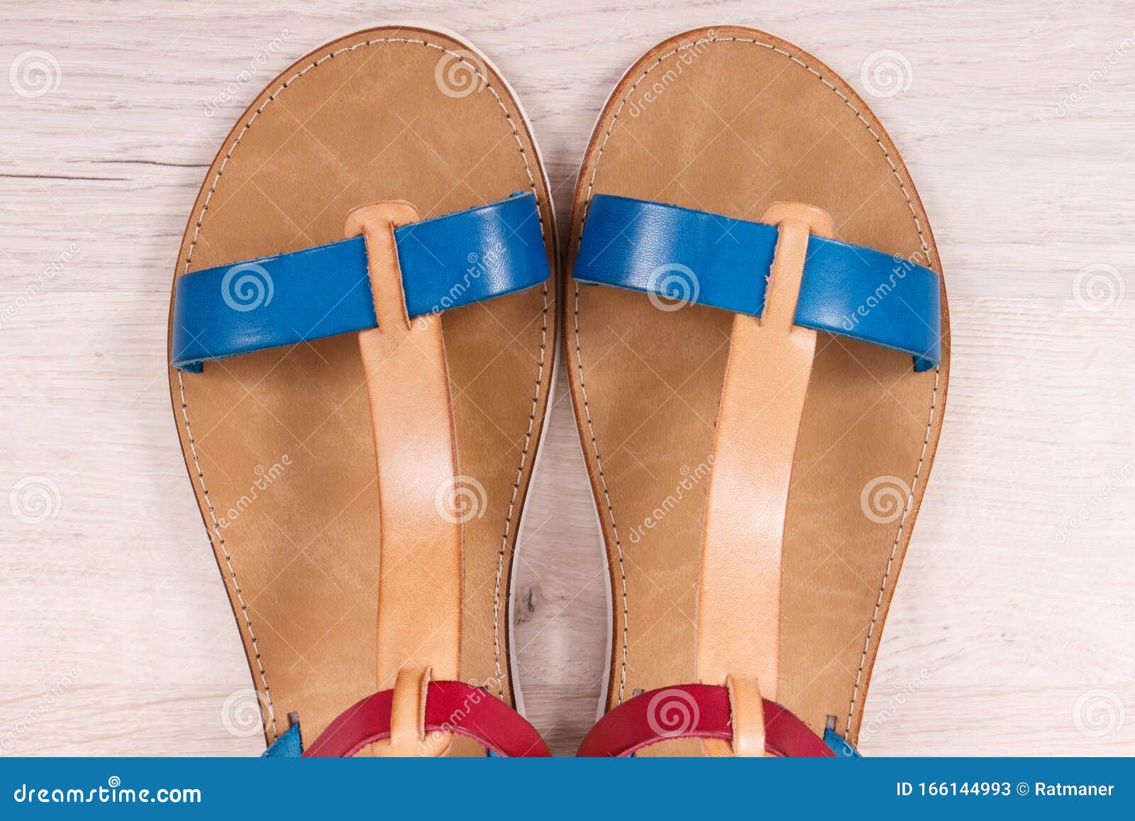 Pair Of Womanly Leather Sandals, Shoes 