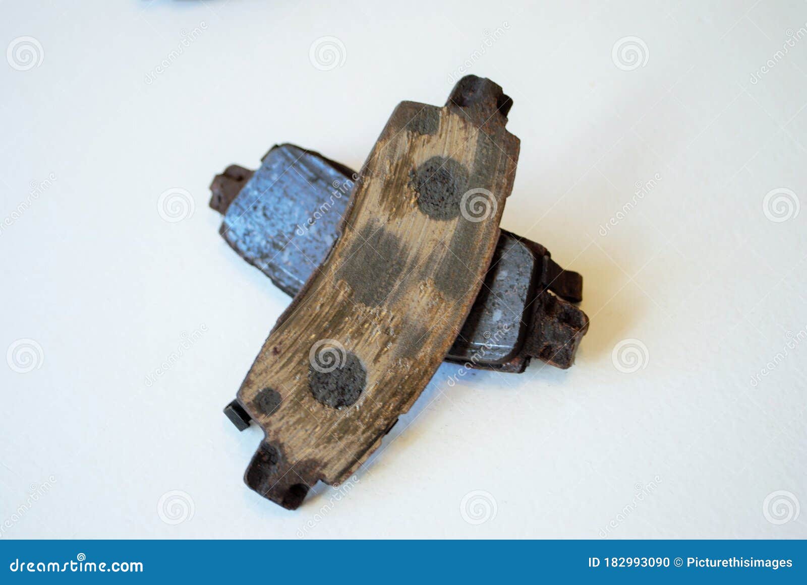 Pair of Worn Out Ruined Disc Brake Pads Stock Photo Image of