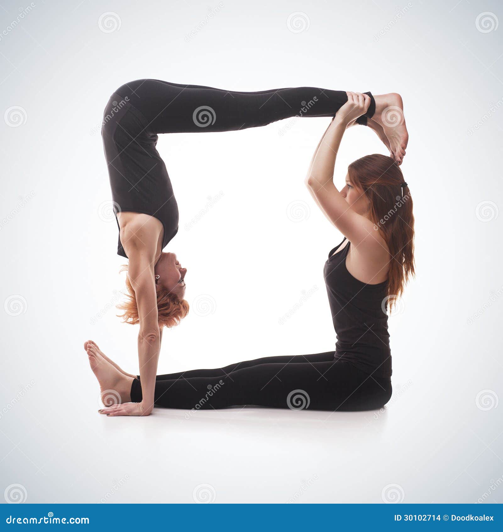 Paired Yoga on a Blue Background Stock Photo - Image of flexible, asana:  30102714