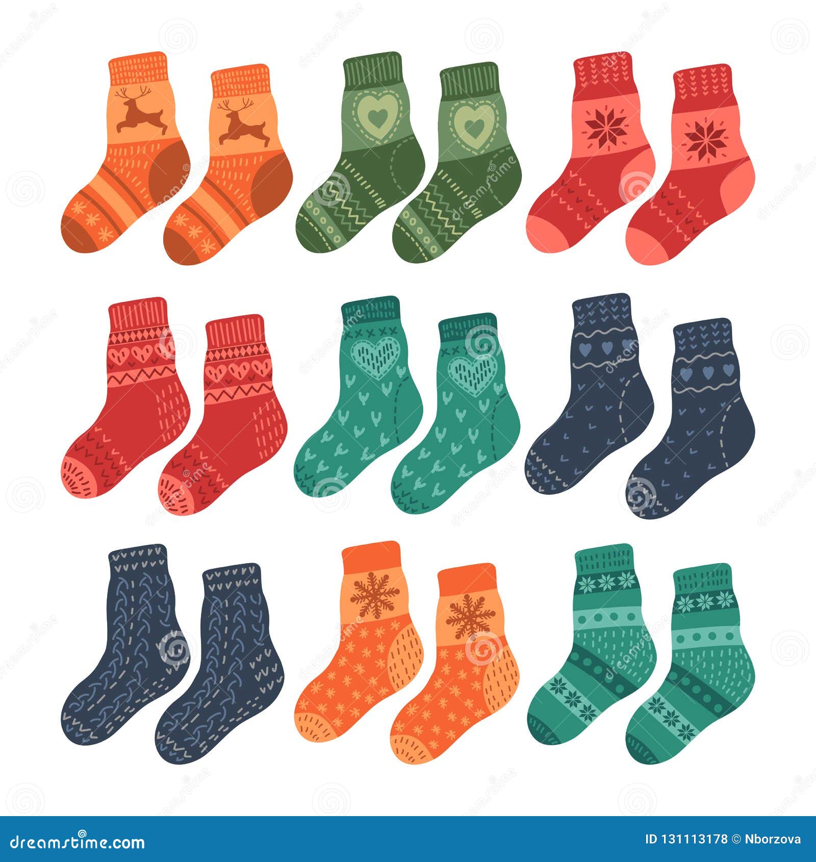 Pairs of warm socks stock vector. Illustration of footwear - 131113178