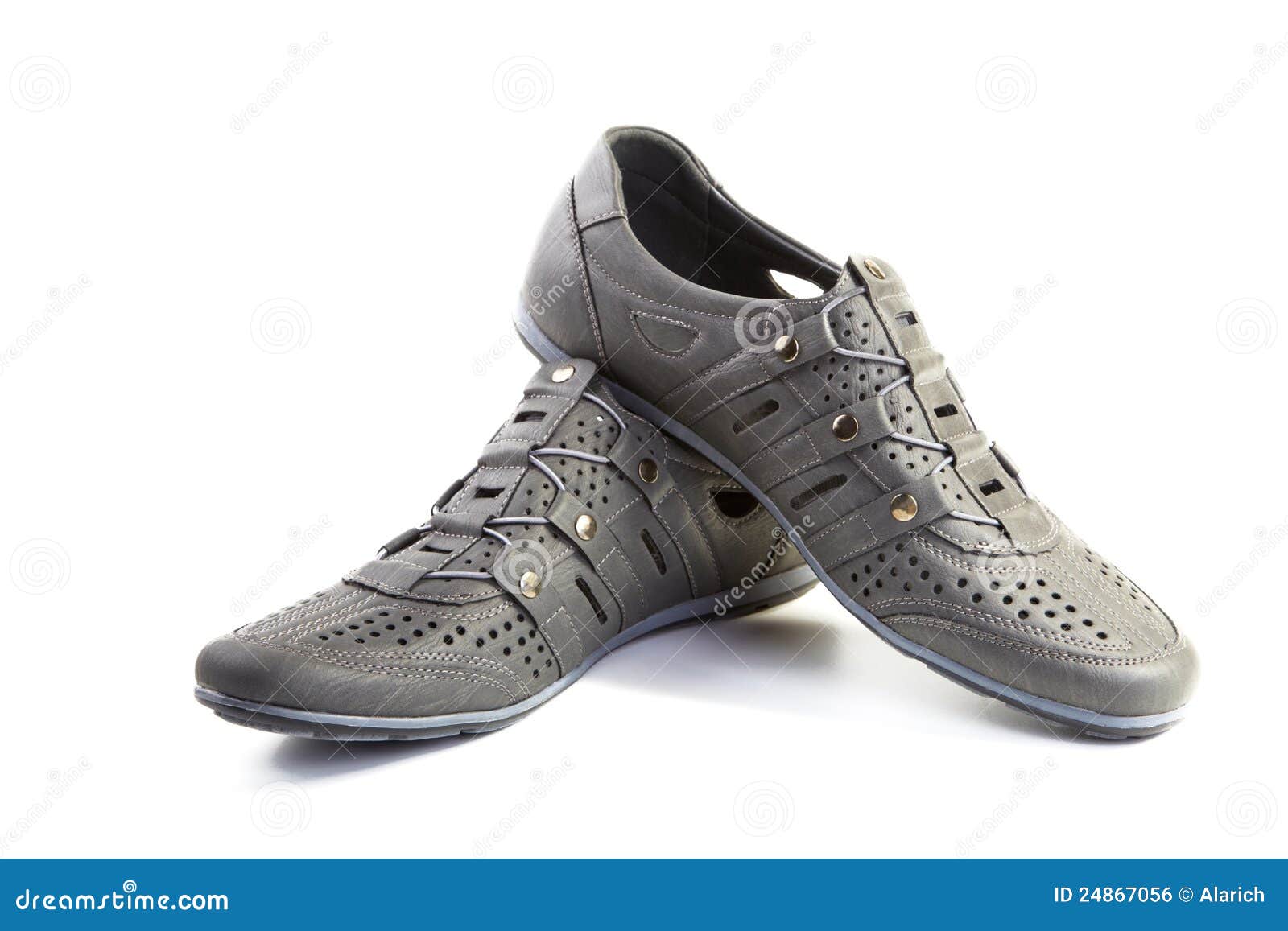 Pairs Man S Summer Shoes on a White Stock Photo Image of leather