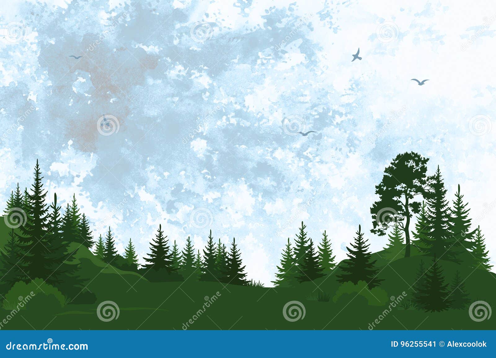 Paisagem Arvores E Ceu Ilustracao Stock Ilustracao De Ceu 96255541