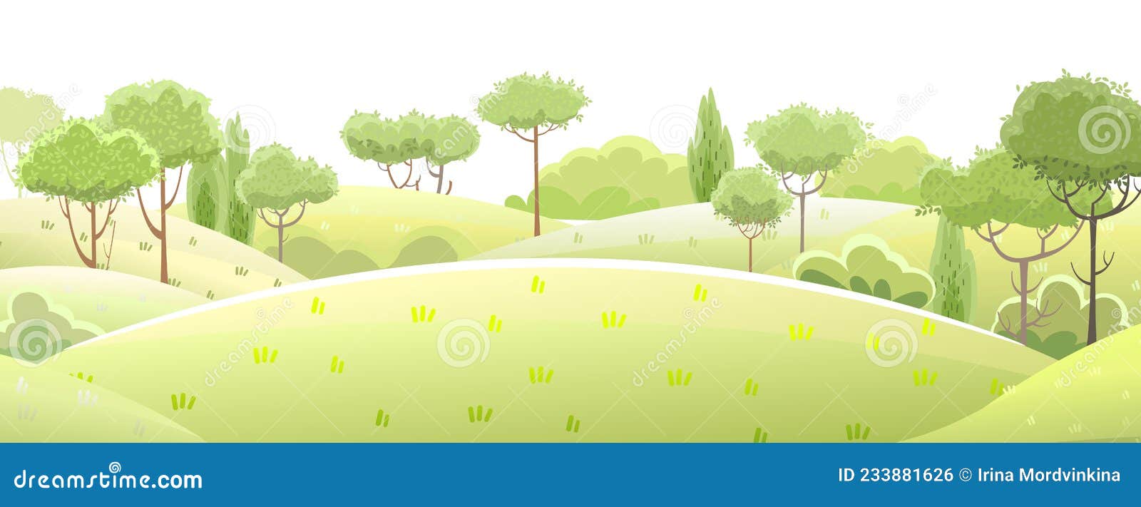 Uma bela floresta de natureza rural uma ilustração em um estilo de