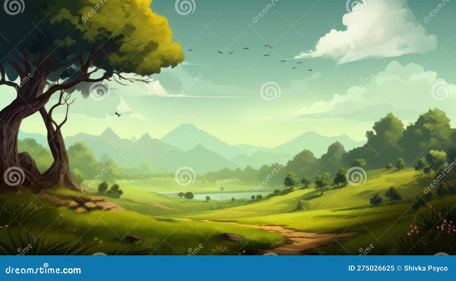 Paisagem De Fundo Anime Imagem Gerativa Ai Ilustração Stock