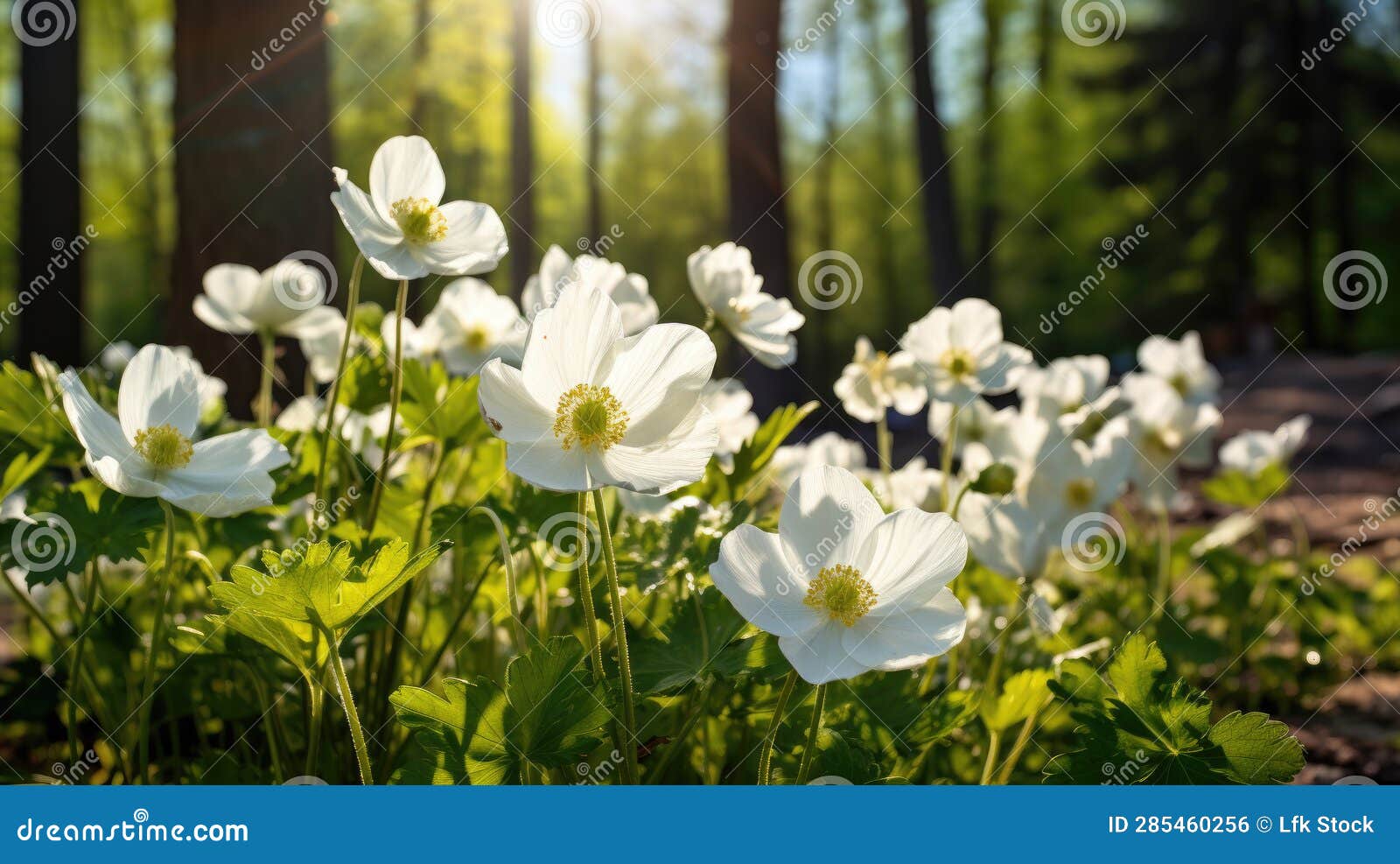 Fundo de paisagem de paisagem de floresta de flores de primavera