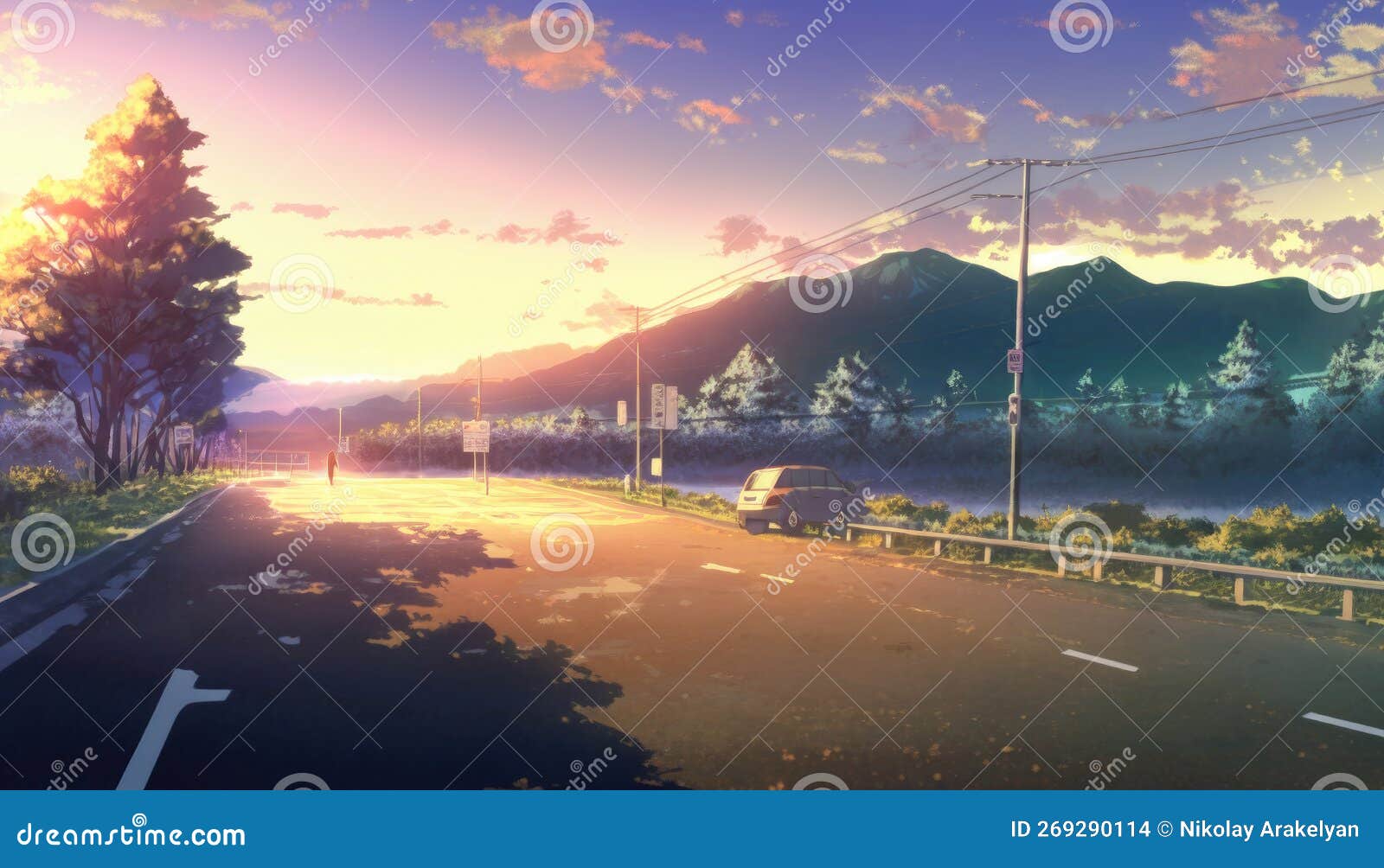 Paisagem De Fundo Anime Imagem Gerativa Ai Ilustração Stock