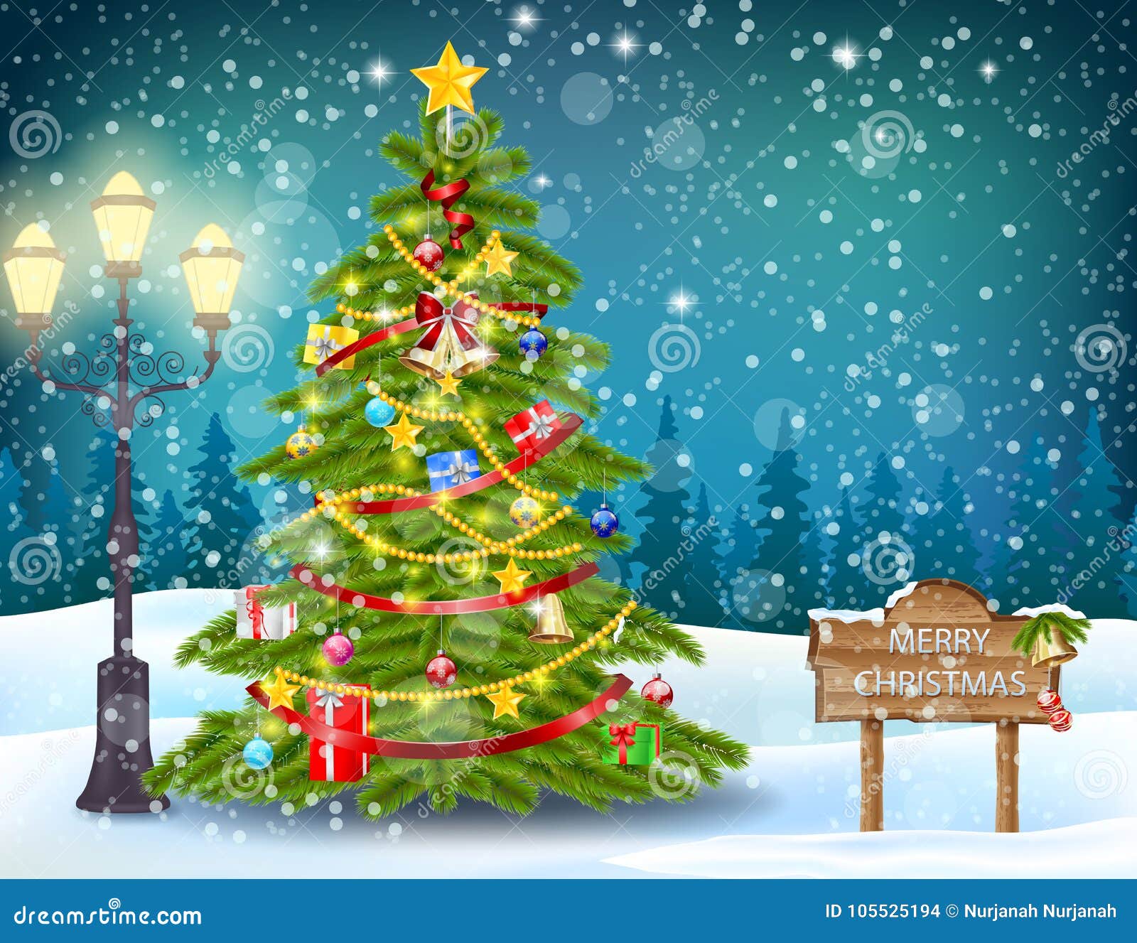 Paisaje Adornado Del árbol De Navidad Stock de ilustración - Ilustración de exterior, hermoso: 105525194 Paisaje Adornado Del árbol De Navidad Stock de ilustración - Ilustración de exterior, hermoso: 105525194
