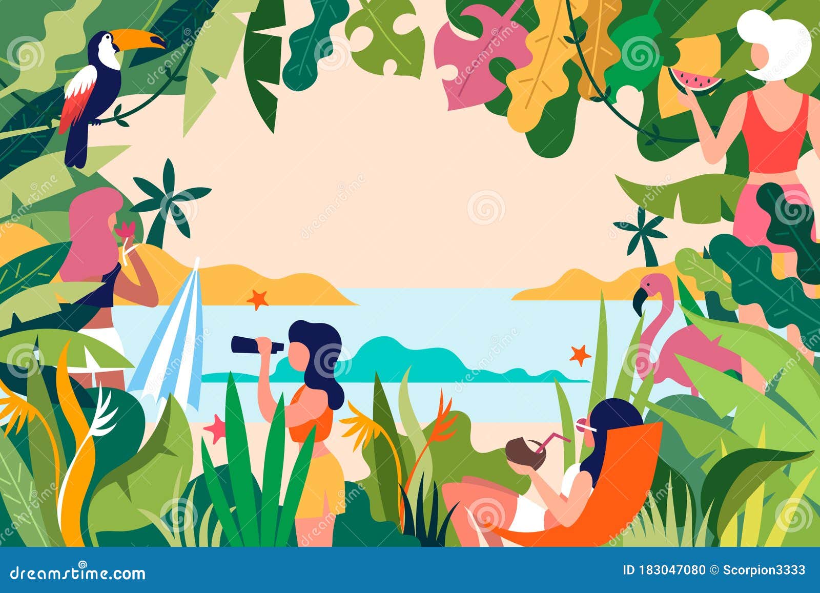 Paisaje De Dibujos Animados Tropicales De Verano. Gente En La Selva. Naturaleza. Bellas Chicas Entre El Follaje De Vacaciones. Ilustración del Vector - Ilustración de marco, planta: 183047080 Paisaje De Dibujos Animados Tropicales De Verano. Gente En La Selva. Naturaleza. Bellas Chicas Entre El Follaje De Vacaciones. Ilustración del Vector - Ilustración de marco, planta: 183047080