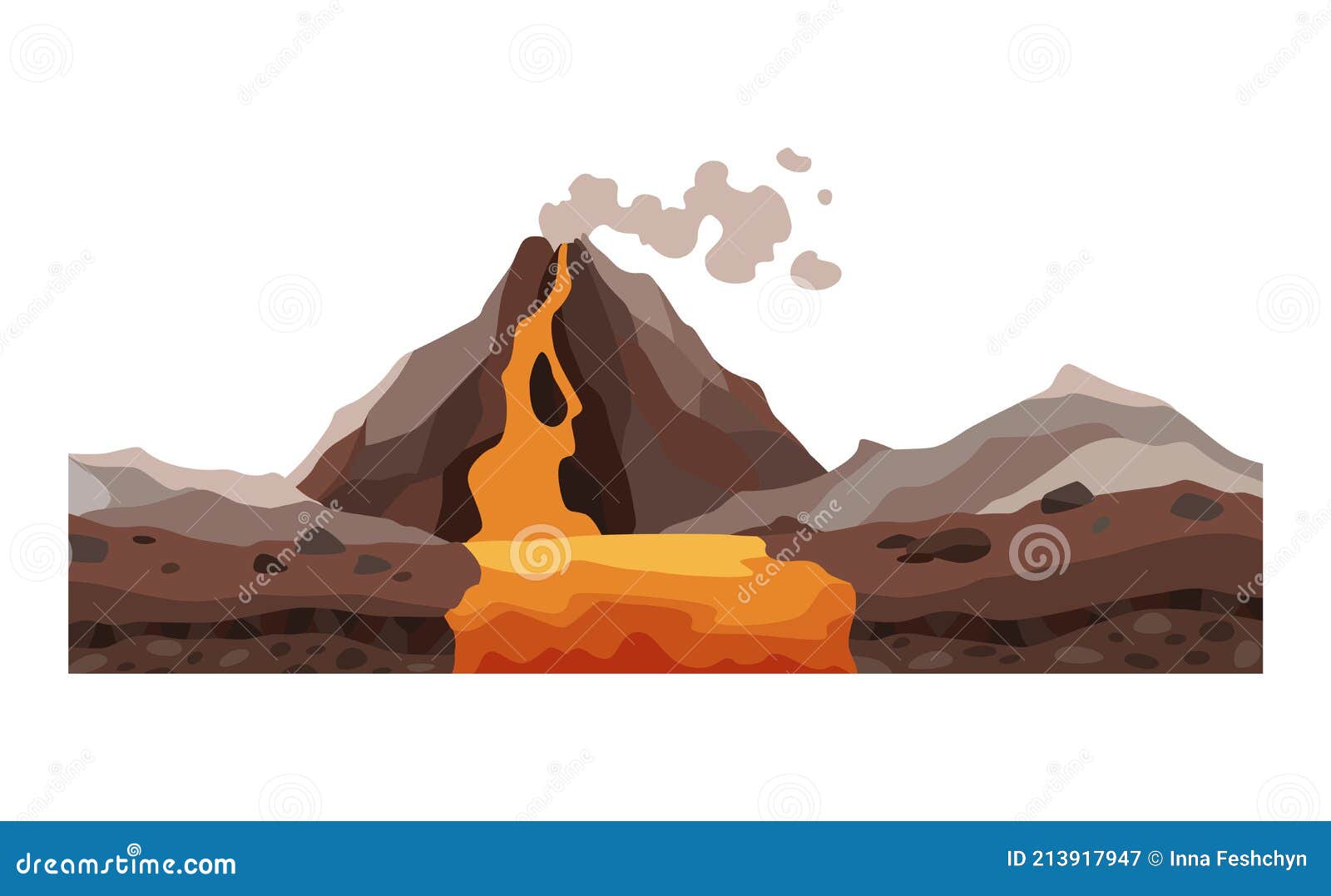 Paisaje De Juegos. Dibujos Animados Diseño Naturaleza. Paisaje Del Valle De  Los Volcanes Del Que Brota Lava Ilustración del Vector - Ilustración de  moderno, horizontal: 213917947