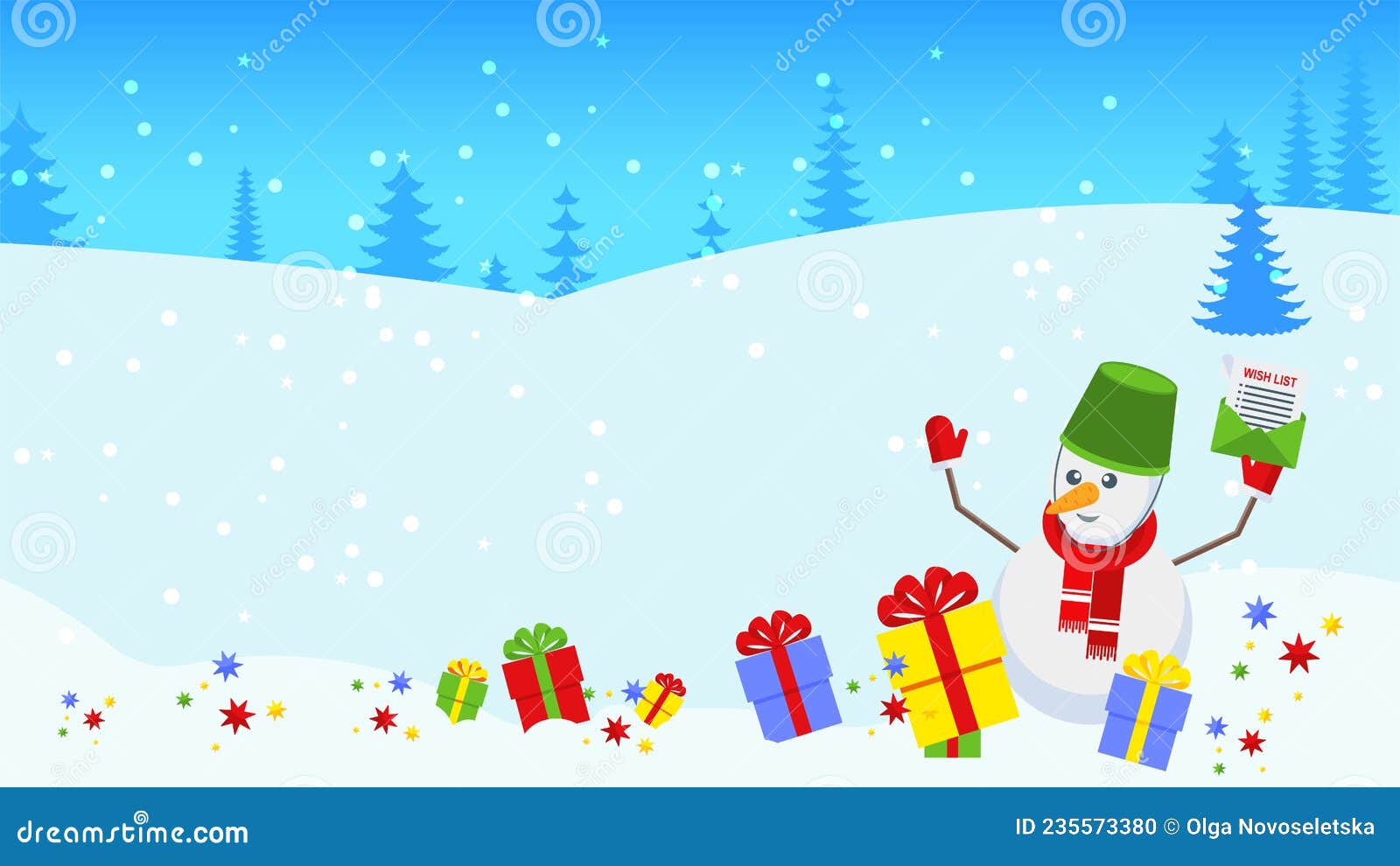 Paisaje De Nieve Horizontal En Invierno. Antecedentes De Navidad Y Año  Nuevo. Ilustración del Vector - Ilustración de tarjeta, nieve: 235573380