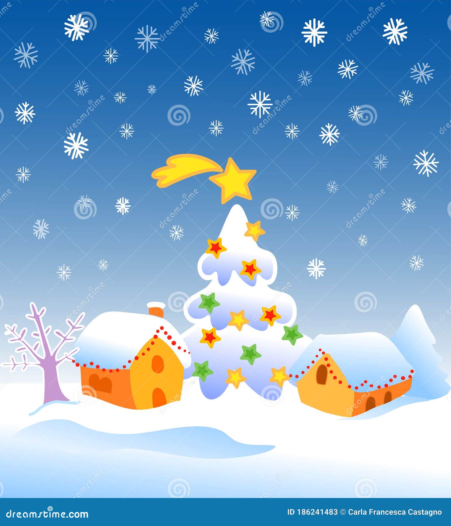 Paisaje De Nieve Navideña Con árbol Decorado Ilustración del Vector - Ilustración de vector, vacaciones: 186241483 Paisaje De Nieve Navideña Con árbol Decorado Ilustración del Vector - Ilustración de vector, vacaciones: 186241483