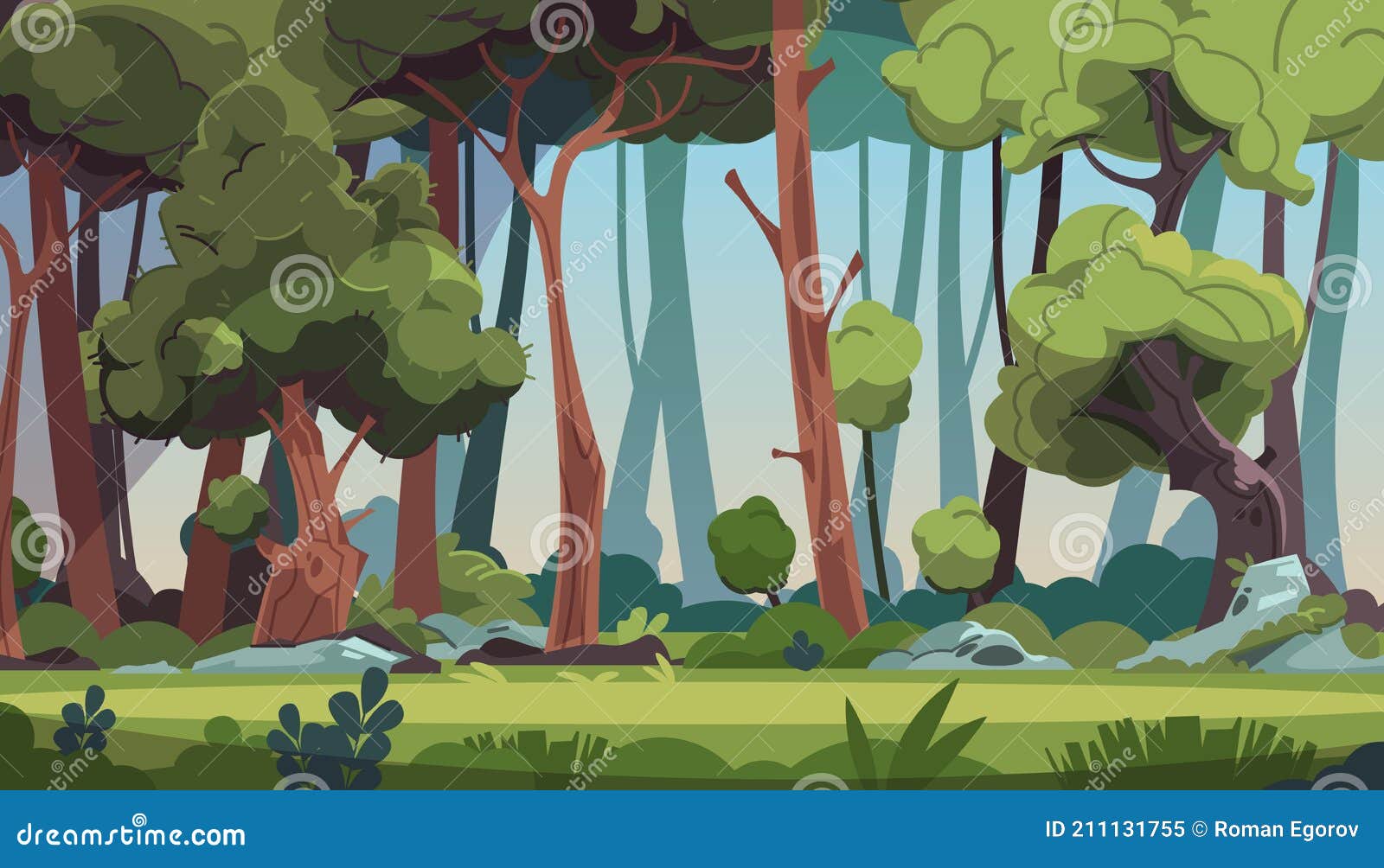 Paisaje Forestal. Madera De Dibujos Animados Con Follaje Verde Y Troncos De árboles Fuertes. Prado De Hierba Con Piedras Iluminada Ilustración del Vector - Ilustración de escénico, herboso: 211131755 Paisaje Forestal. Madera De Dibujos Animados Con Follaje Verde Y Troncos De árboles Fuertes. Prado De Hierba Con Piedras Iluminada Ilustración del Vector - Ilustración de escénico, herboso: 211131755
