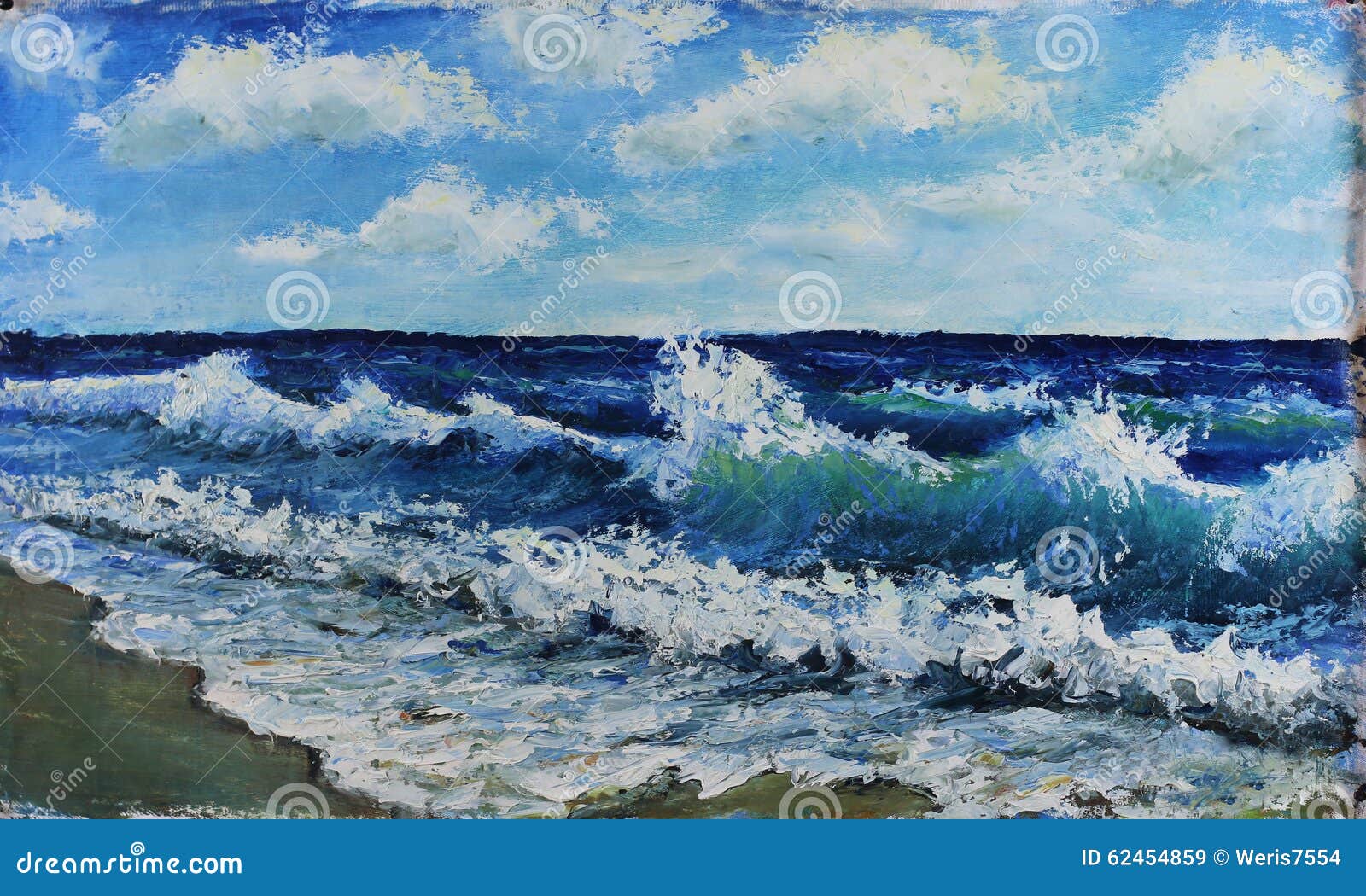 Sumamente elegante Sin cabeza chocolate Paisaje Marino, Ondas Del Mar, Cielo Azul, Nubes, Pintura Al óleo Imagen de  archivo - Imagen de paleta, pintura: 62454859