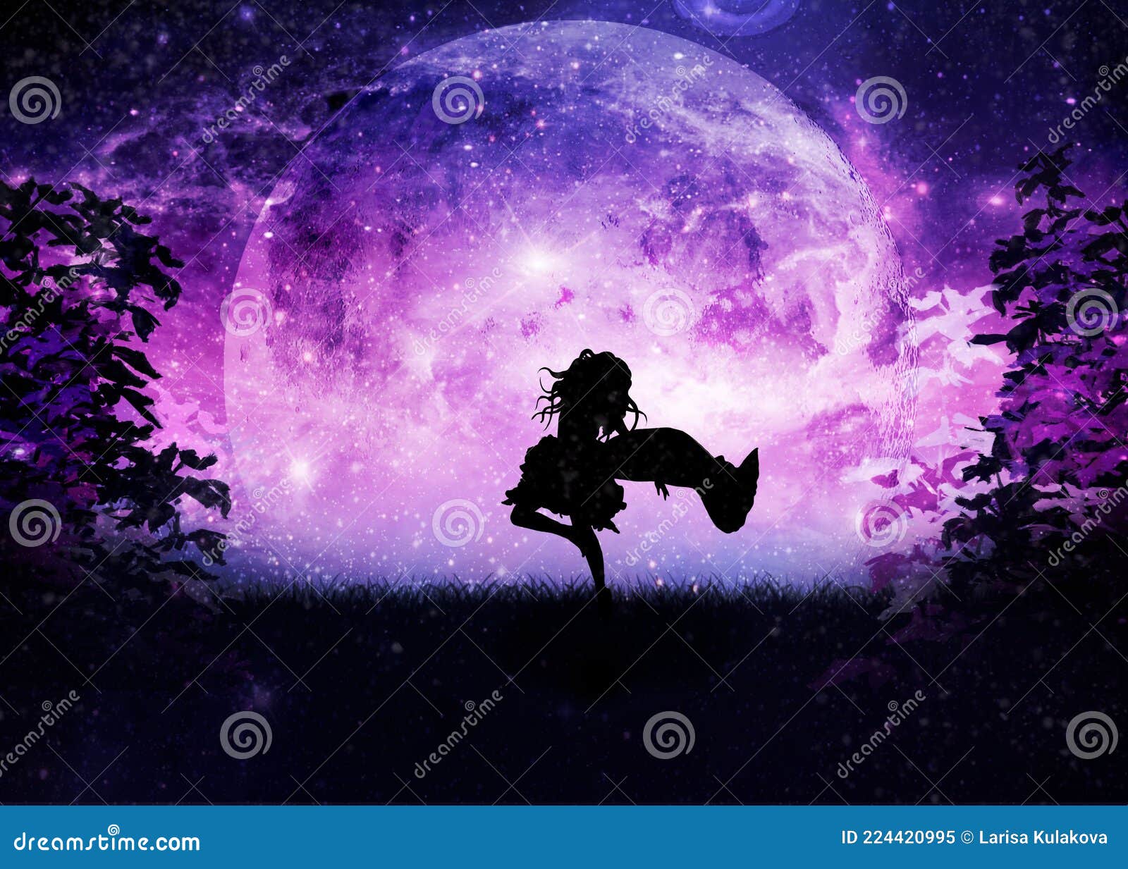 Paisaje Nocturno Mágico Con La Silueta De Una Bailarina Sobre El Fondo De Una Gran Luna Y Un Cielo Cósmico Stock de ilustración - Ilustración de infinito, contexto: 224420995 Paisaje Nocturno Mágico Con La Silueta De Una Bailarina Sobre El Fondo De Una Gran Luna Y Un Cielo Cósmico Stock de ilustración - Ilustración de infinito, contexto: 224420995