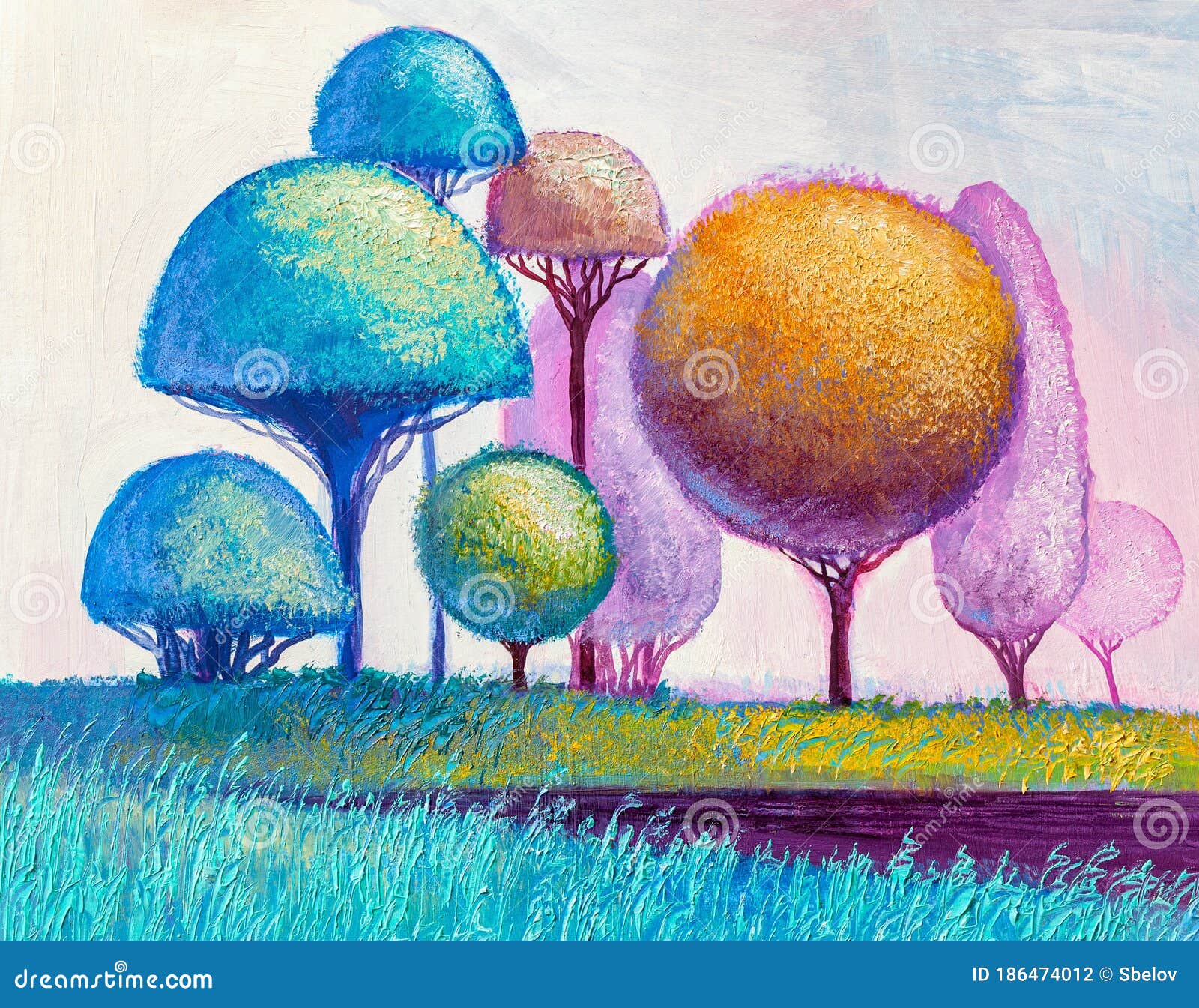 Paisaje Pintando árboles Ornamentales En El Parque Stock de ilustración -  Ilustración de detalle, paleta: 186474012