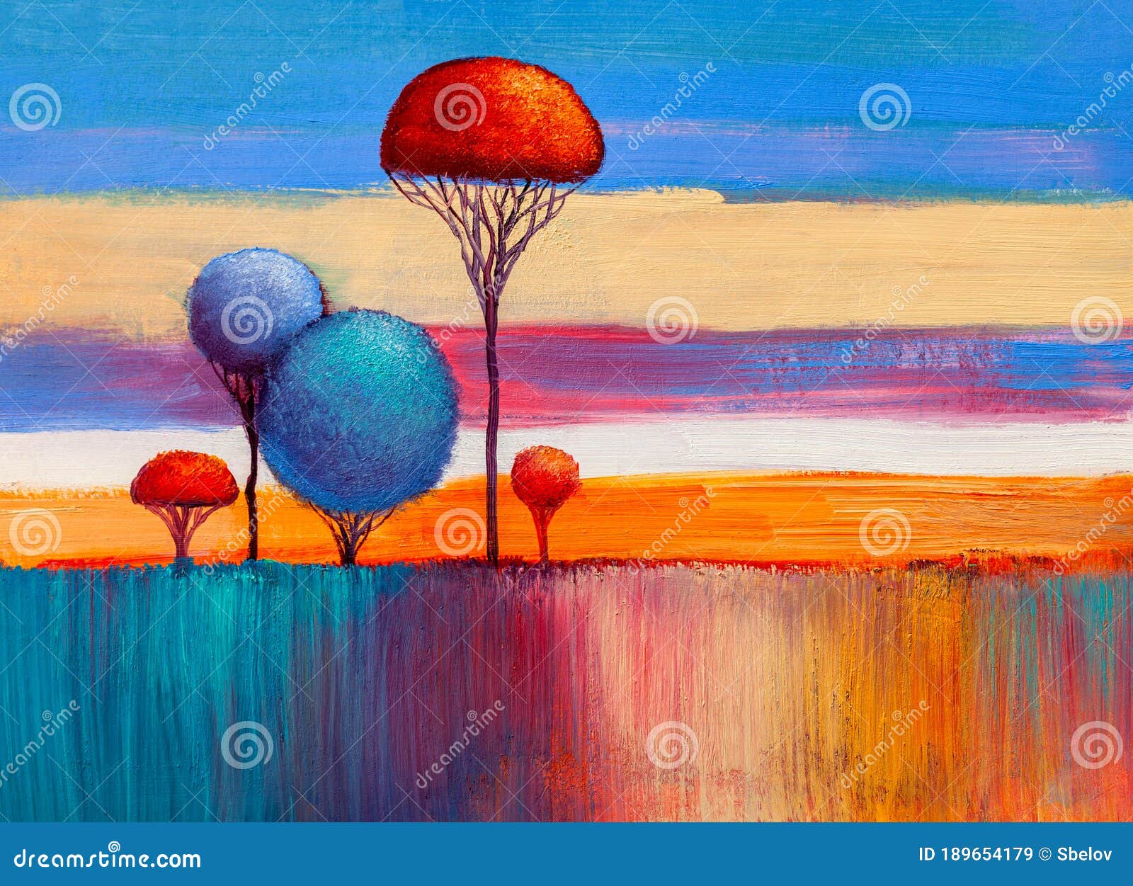 Paisaje Pintando árboles Ornamentales En El Parque Stock de ilustración -  Ilustración de cubo, verde: 189654179