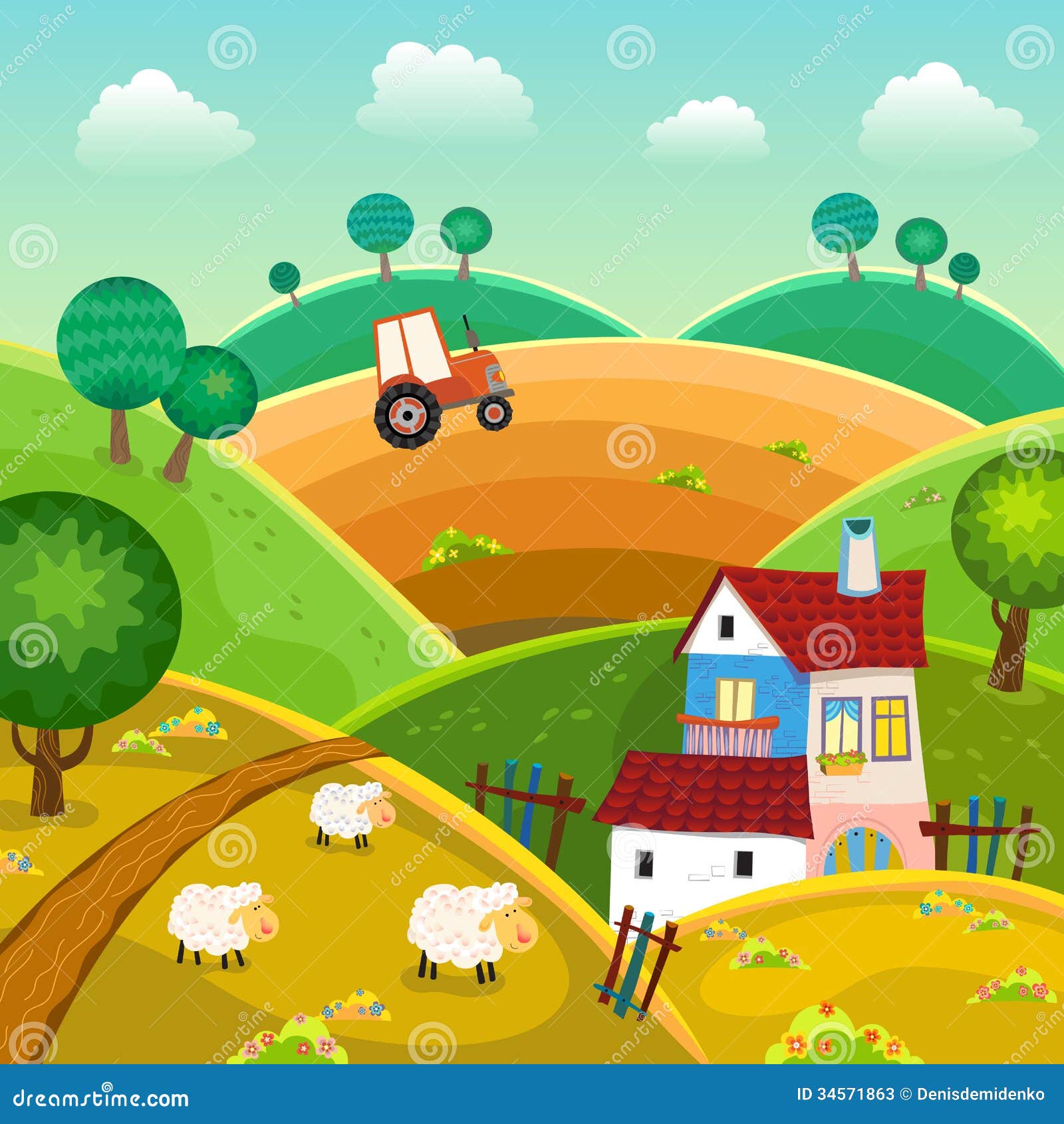 Paisaje rural ilustración del vector. Ilustración de paisaje - 34571863