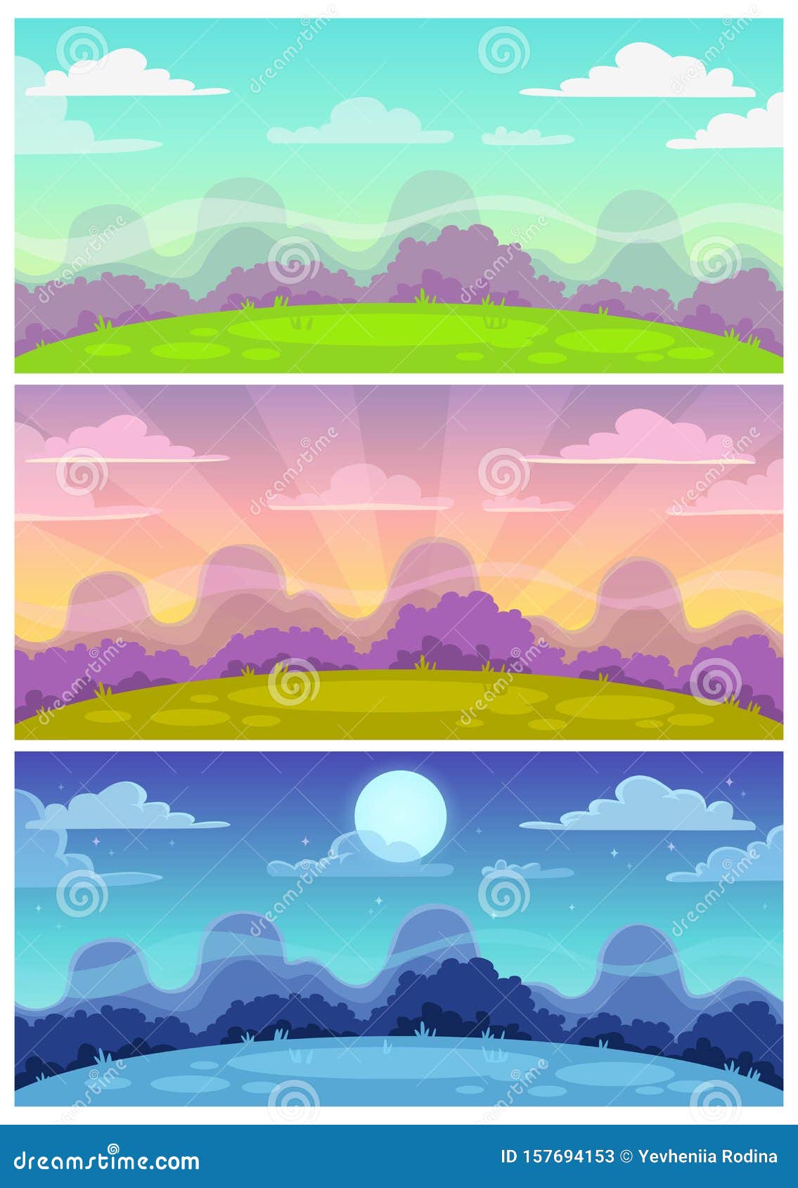Paisajes De Dibujos Animados. DÃa, Noche, Naturaleza Nocturna Ilustración del Vector - Ilustración de lugar, hierba: 157694153 Paisajes De Dibujos Animados. DÃa, Noche, Naturaleza Nocturna Ilustración del Vector - Ilustración de lugar, hierba: 157694153
