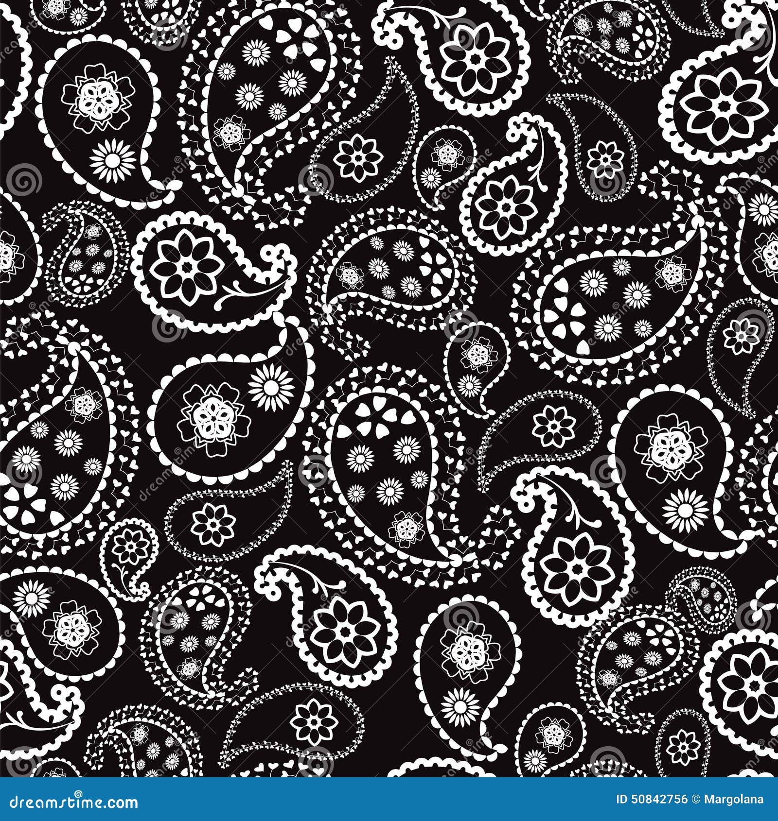 Paisley Black and White Seamless Pattern Stock Vector - Illustration of ...