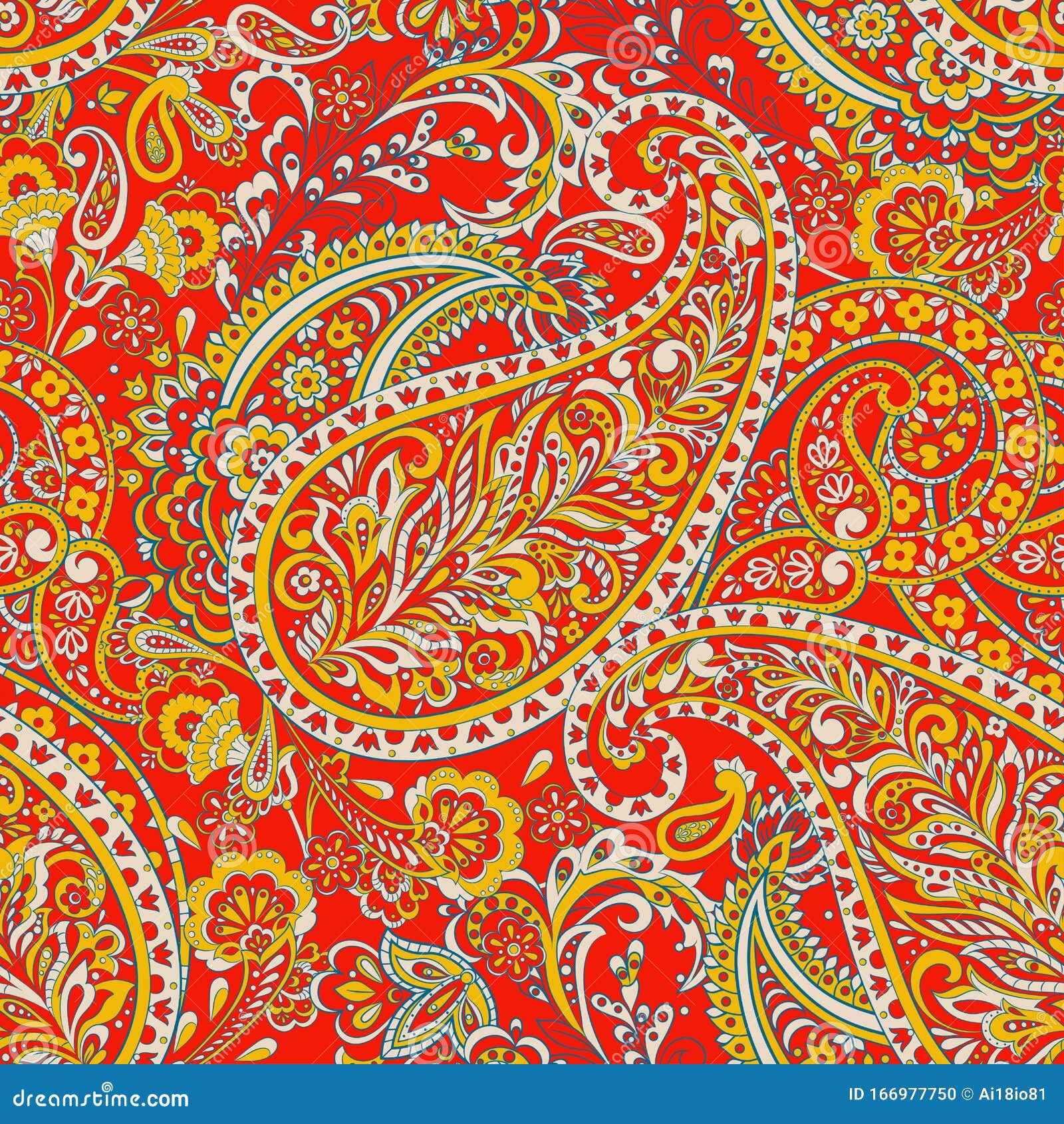 Paisley Damask Seamless Pattern. Floral Vector Background. Stock Vector