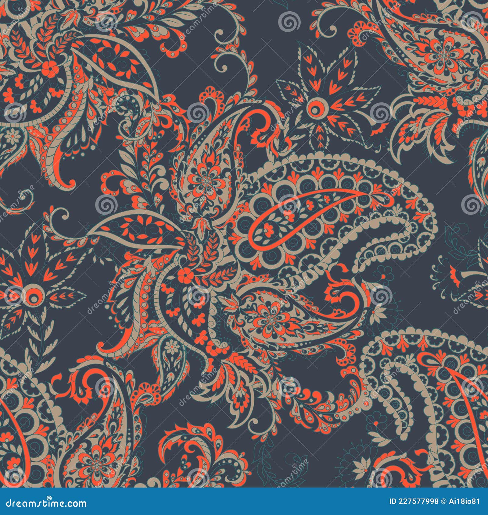 Paisley Floral Oriental Ethnic Pattern Vector Seamless Ornamental