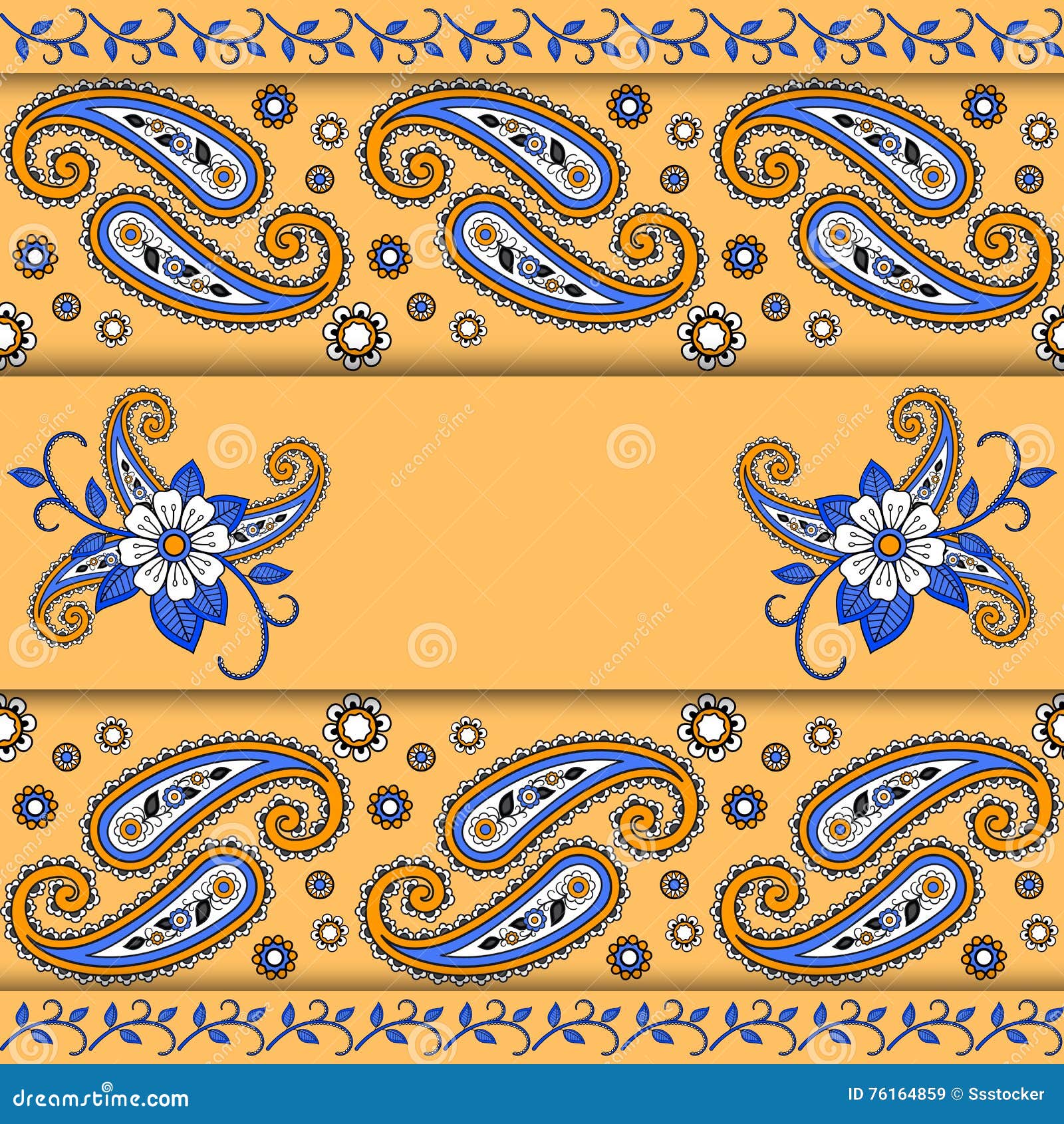 Paisley and Flower Greeting Card Stock Vector Illustration of love