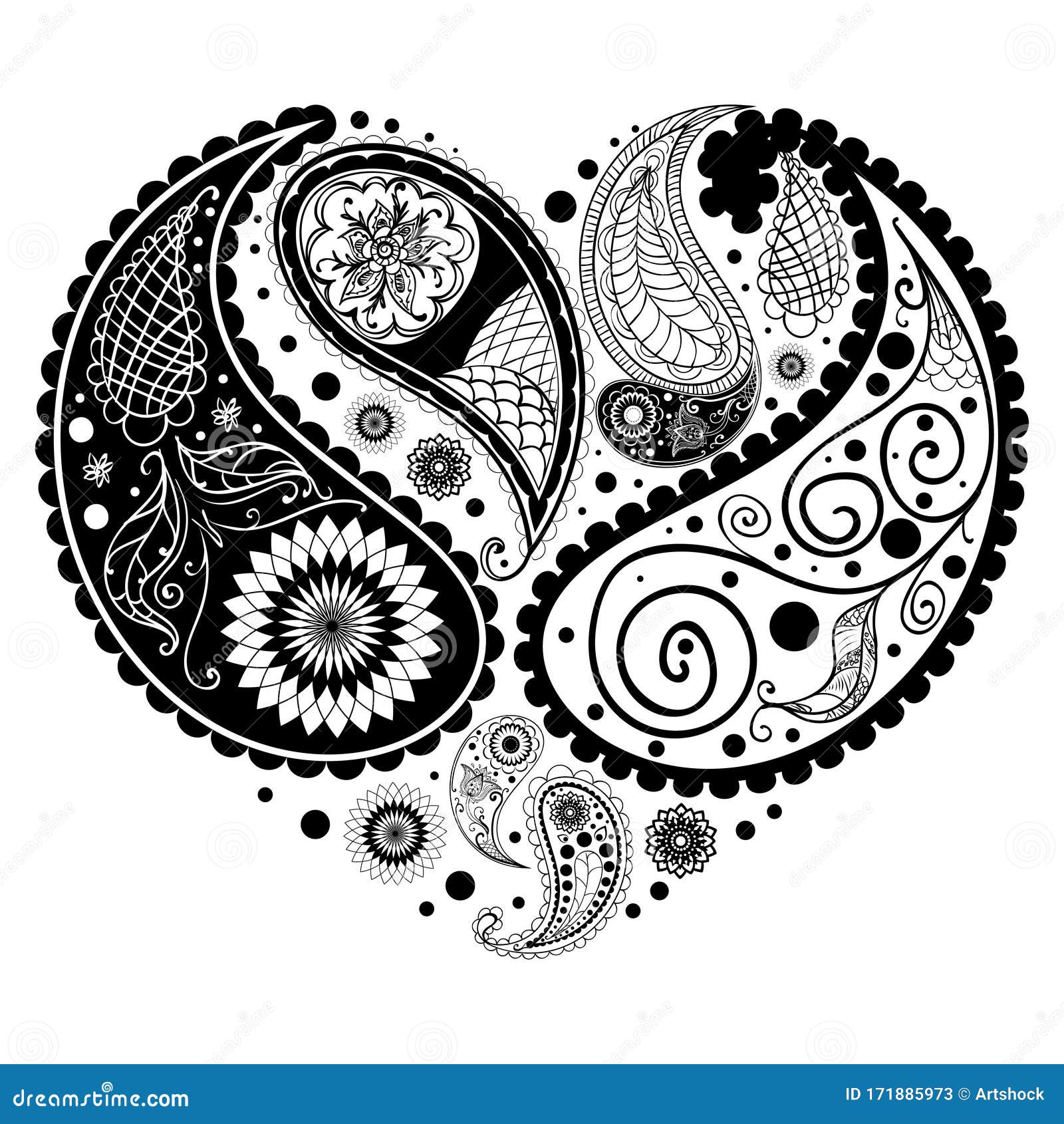 Download Paisley heart design stock vector. Illustration of floral ...