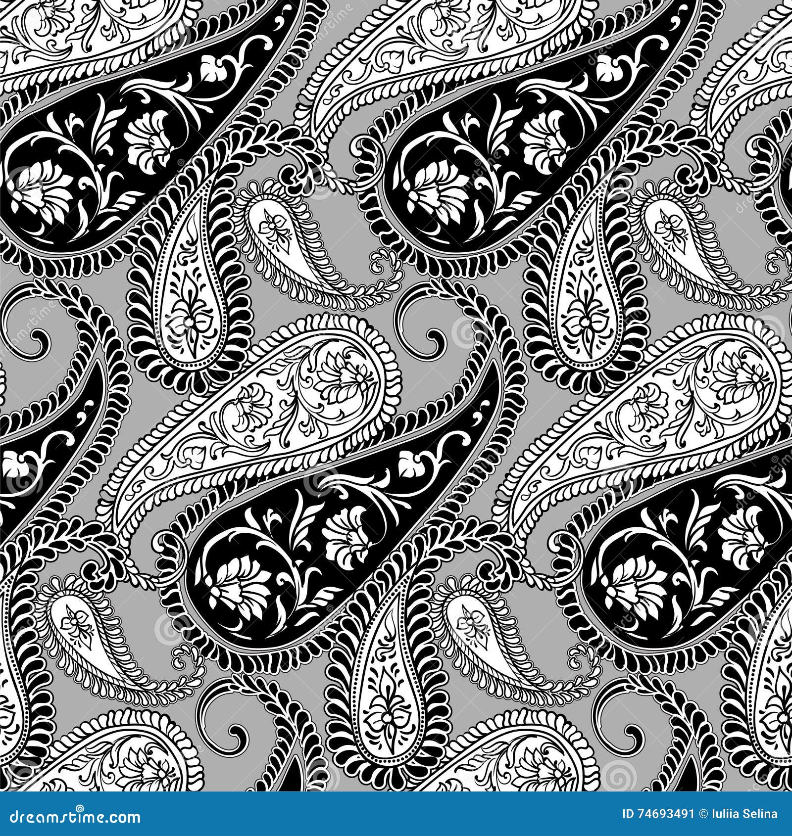 Paisley seamless pattern stock vector. Illustration of line - 74693491