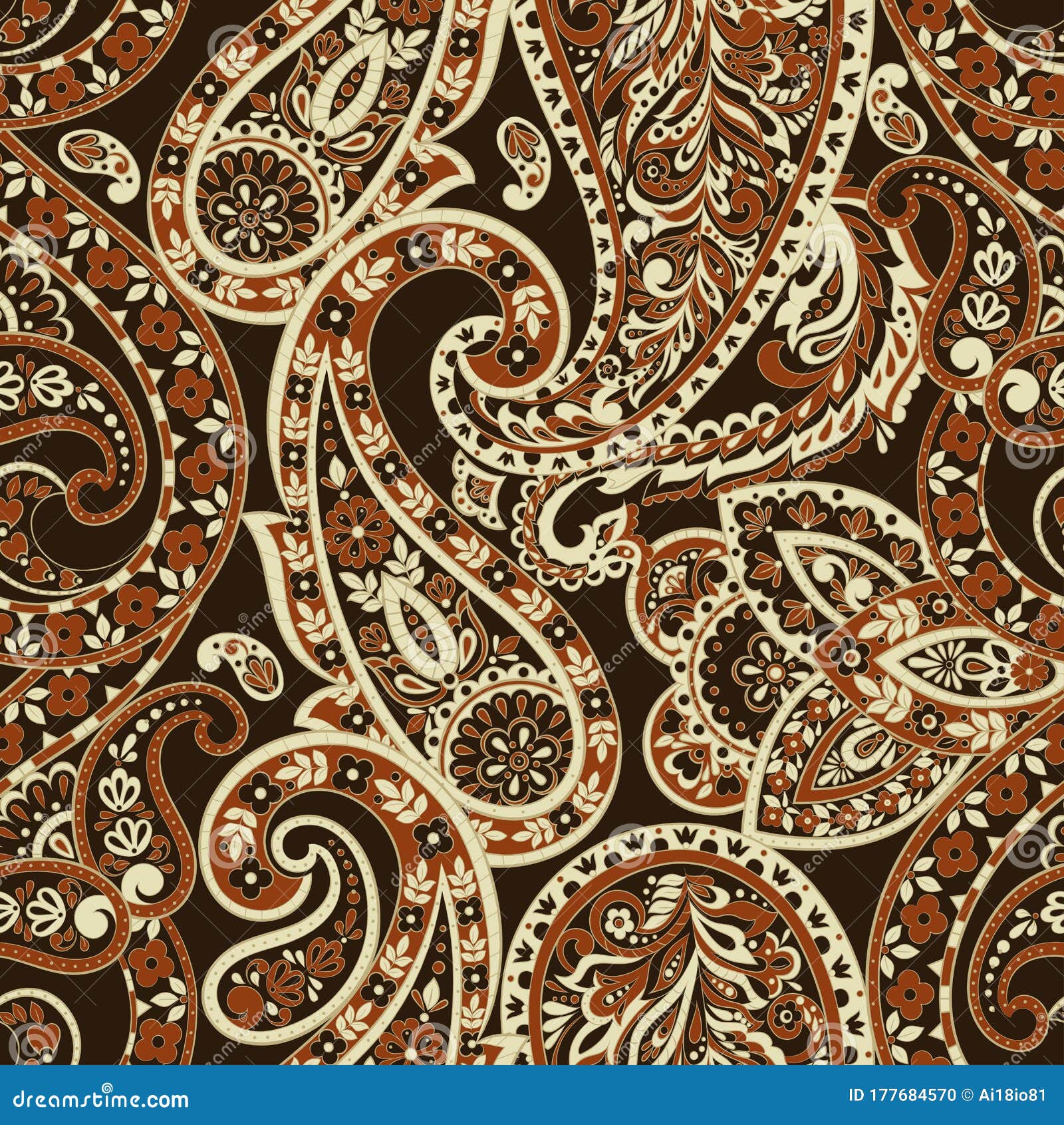 Paisley Seamless Pattern. Vintage Background in Batik Style. Stock ...