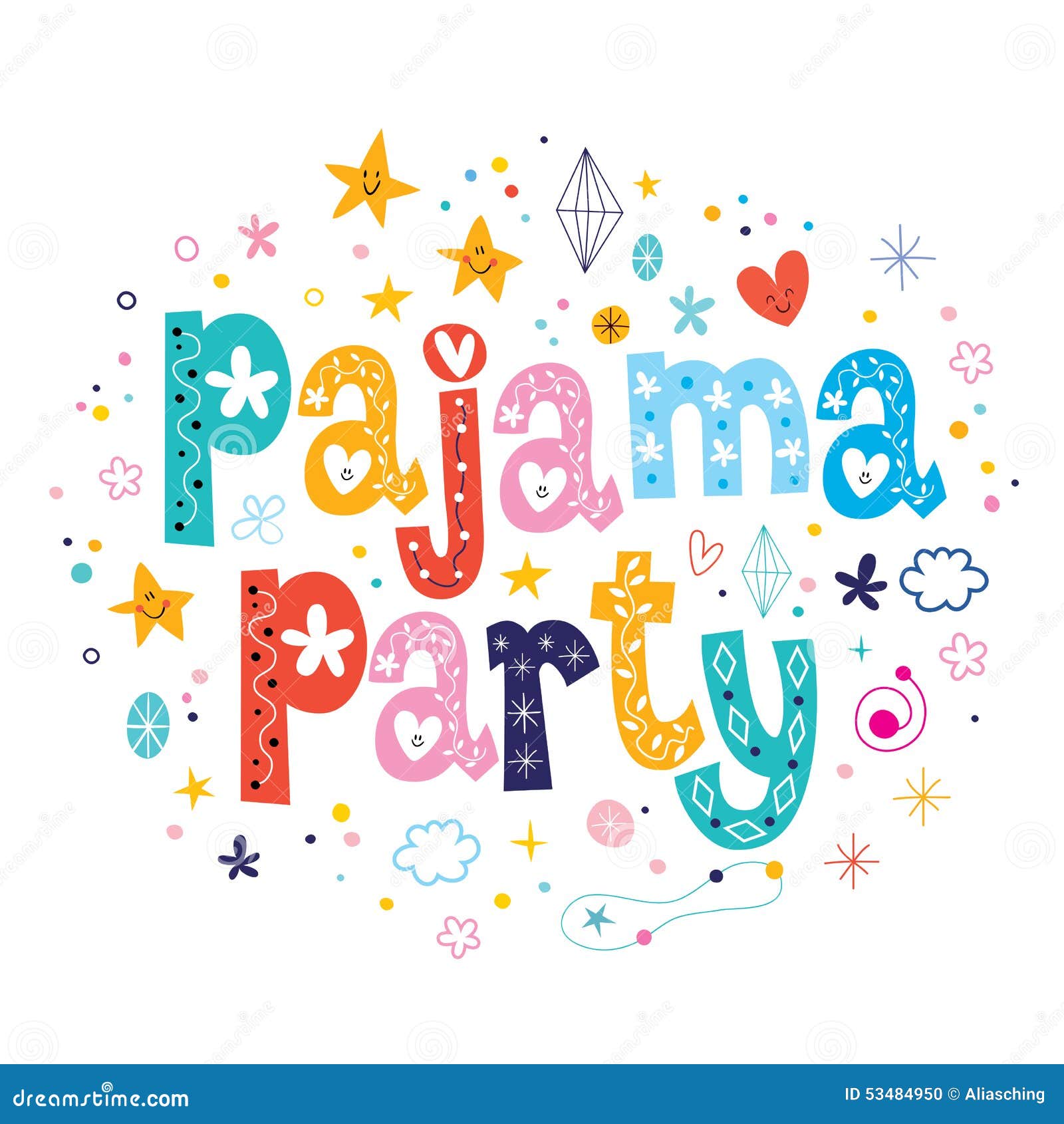 Girly Pajama Party Invitation Card Template Vector Image, 56% OFF
