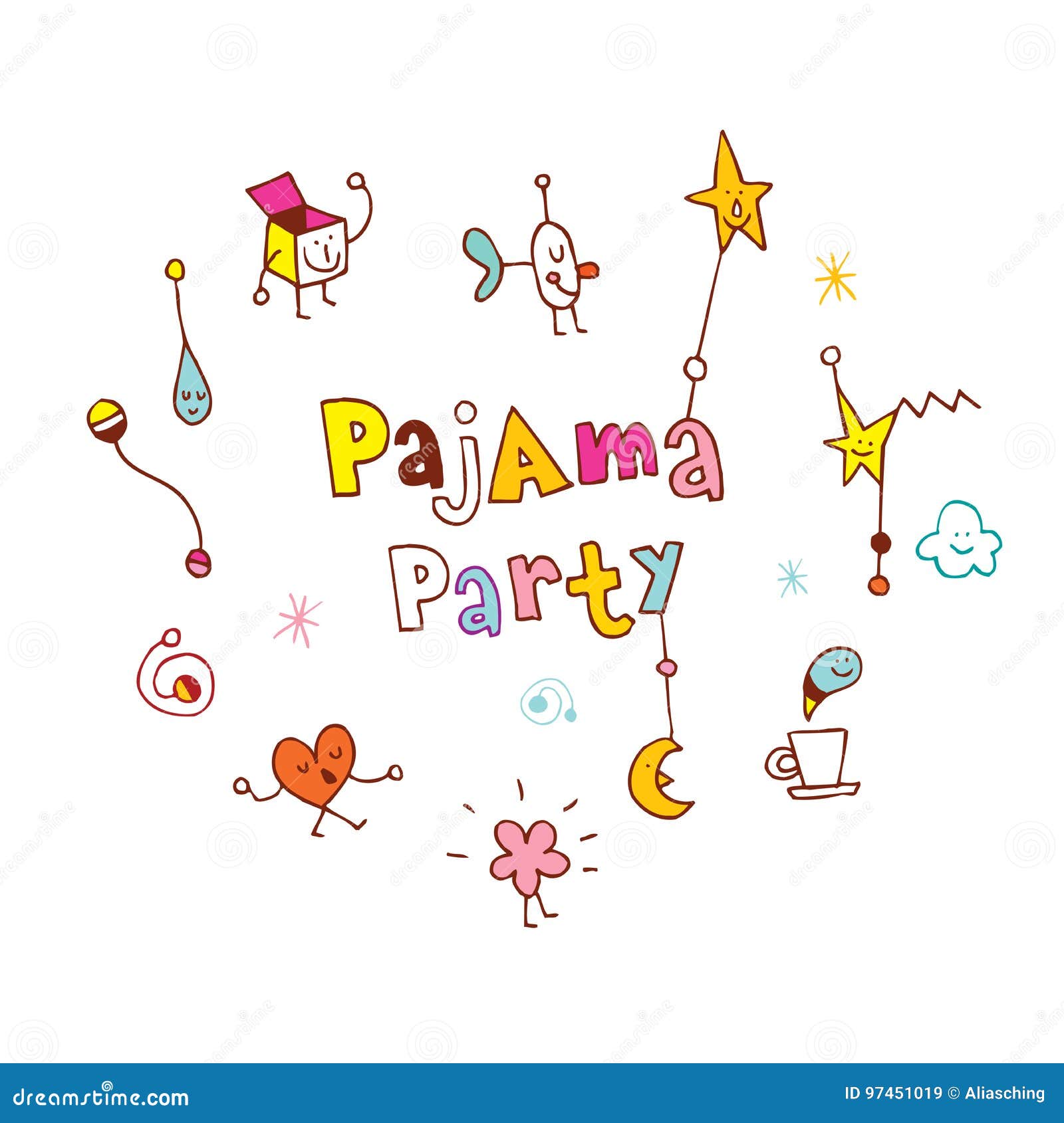 Pajama party stock vector. Illustration of bonding, together - 97451019