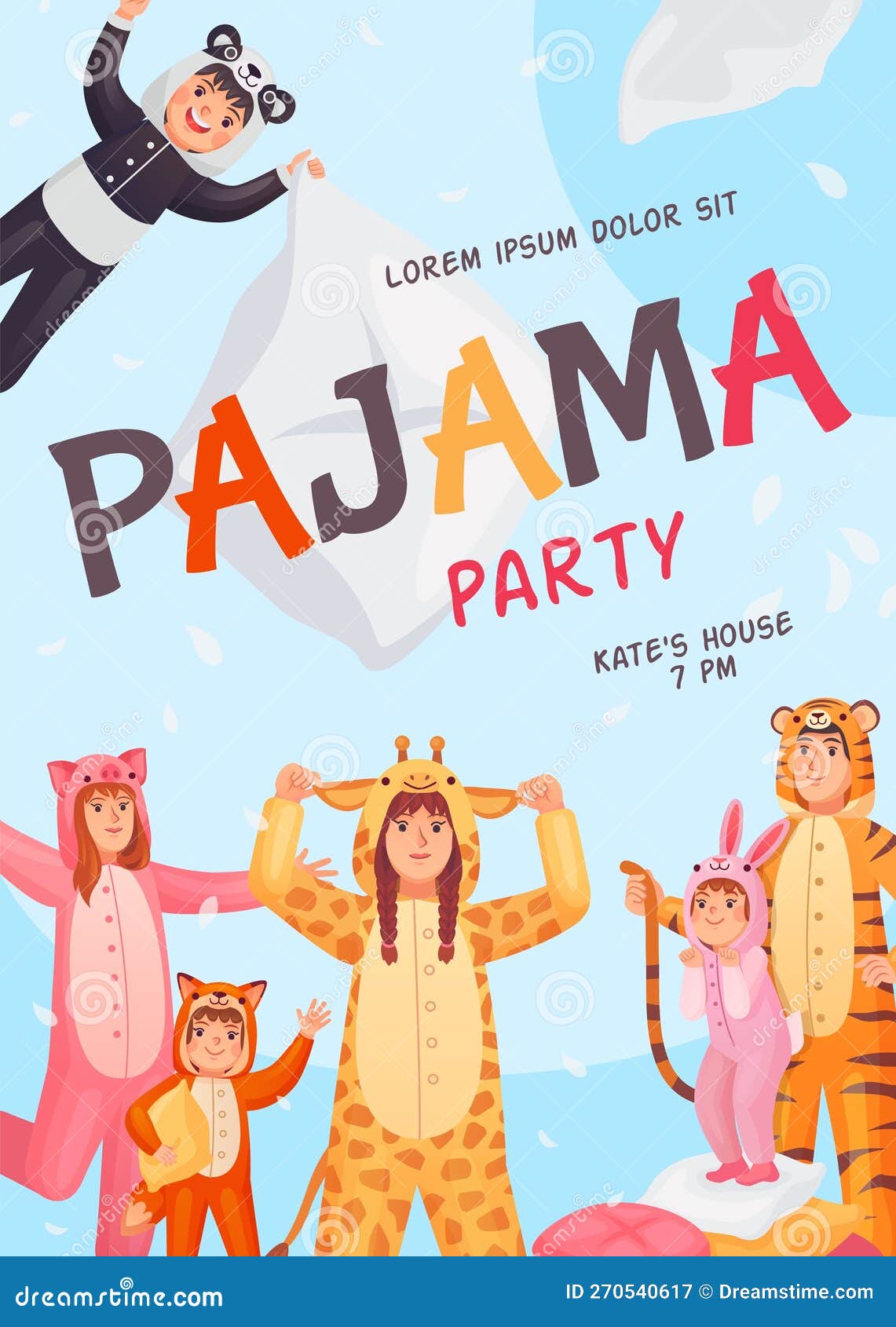 Pyjamas All Day Pajama Party Vector Phrase For Party Invitation Card