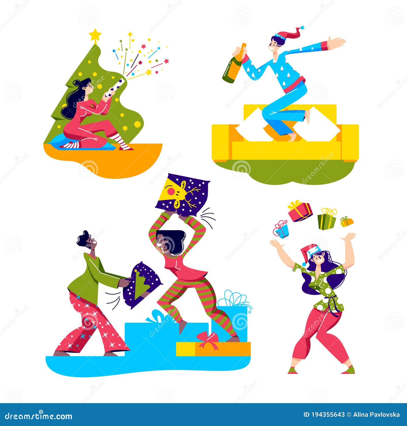 Pajama Party Set with Cartoon Characters in Pajamas Celebrating Holidays and Staying for Sleepover Stock Vector - Illustration of pillow, drink: 194355643 Pajama Party Set with Cartoon Characters in Pajamas Celebrating Holidays and Staying for Sleepover Stock Vector - Illustration of pillow, drink: 194355643
