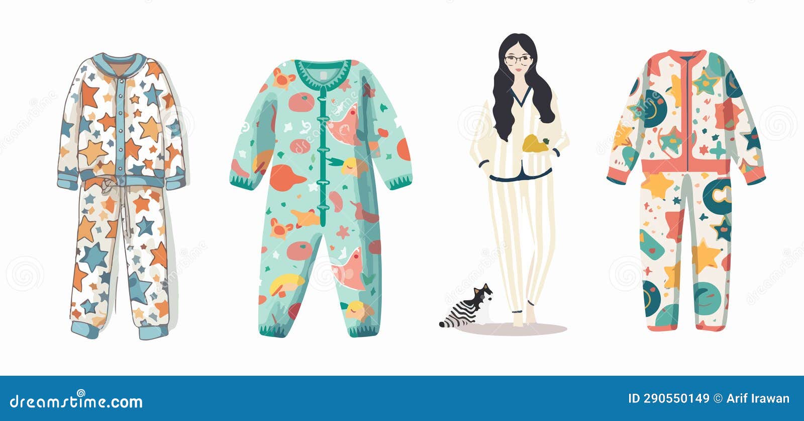 PAJAMA SLEEP FASHION DESIGN FLAT VECTOR ILLUSTRATION Stock Illustration