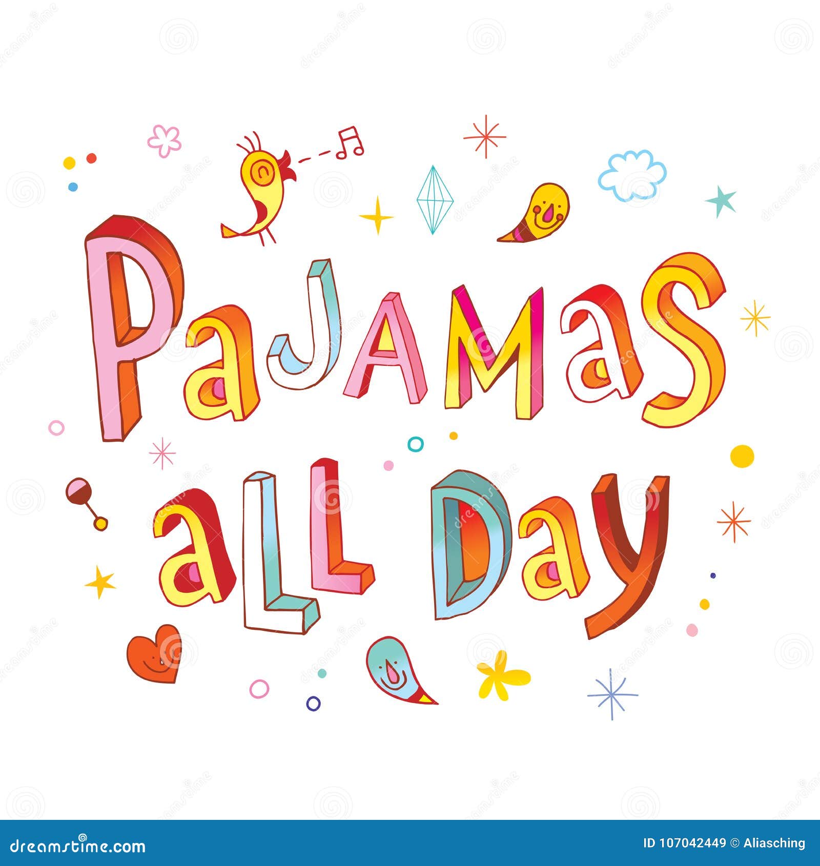 Pajamas all day stock vector. Illustration of weekend - 107042449