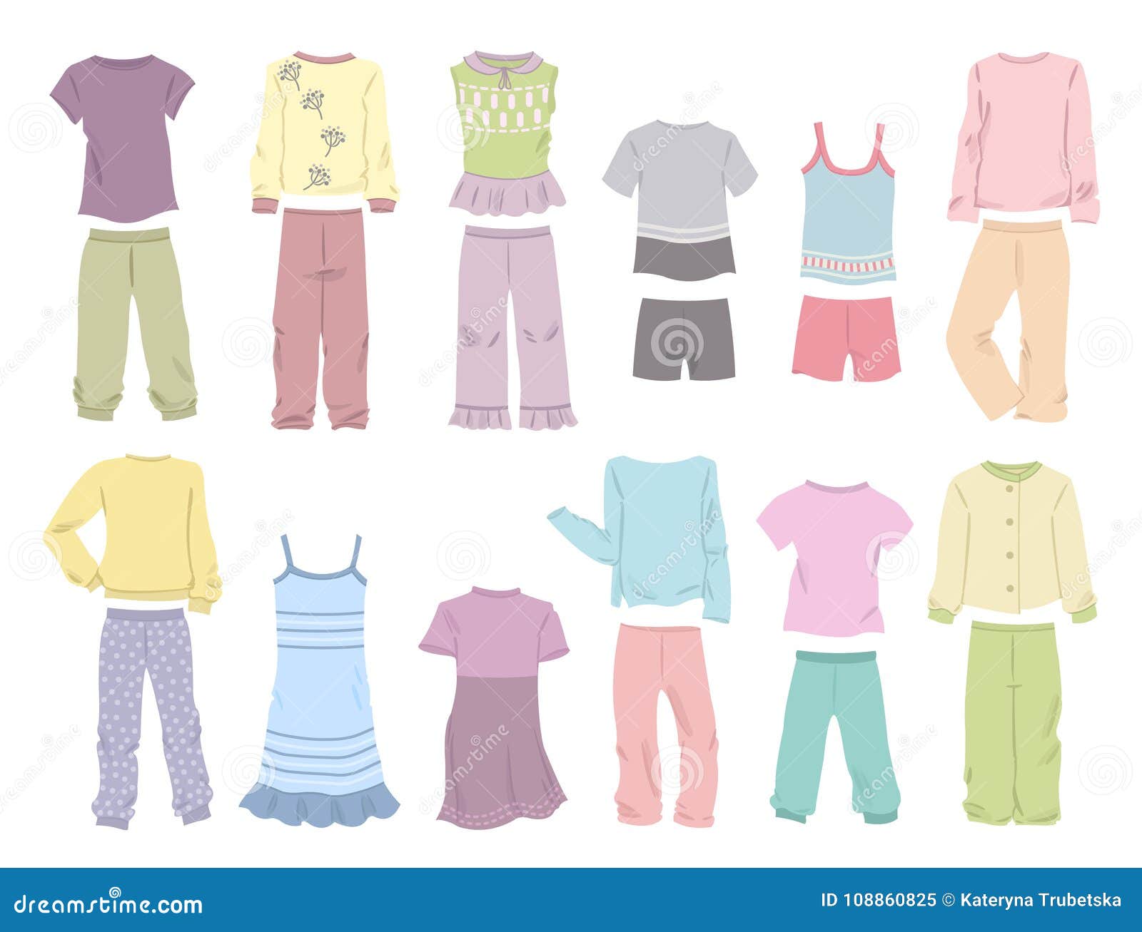 Pajamas for little girls stock vector. Illustration of cartoon - 108860825